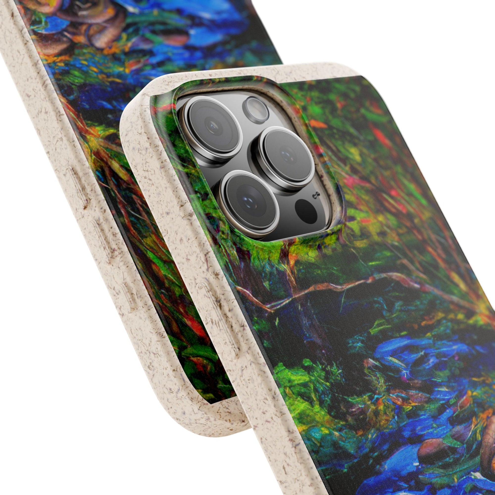 Biodegradable Phone Case — Eco-Friendly Watercolor Forest Stream Design