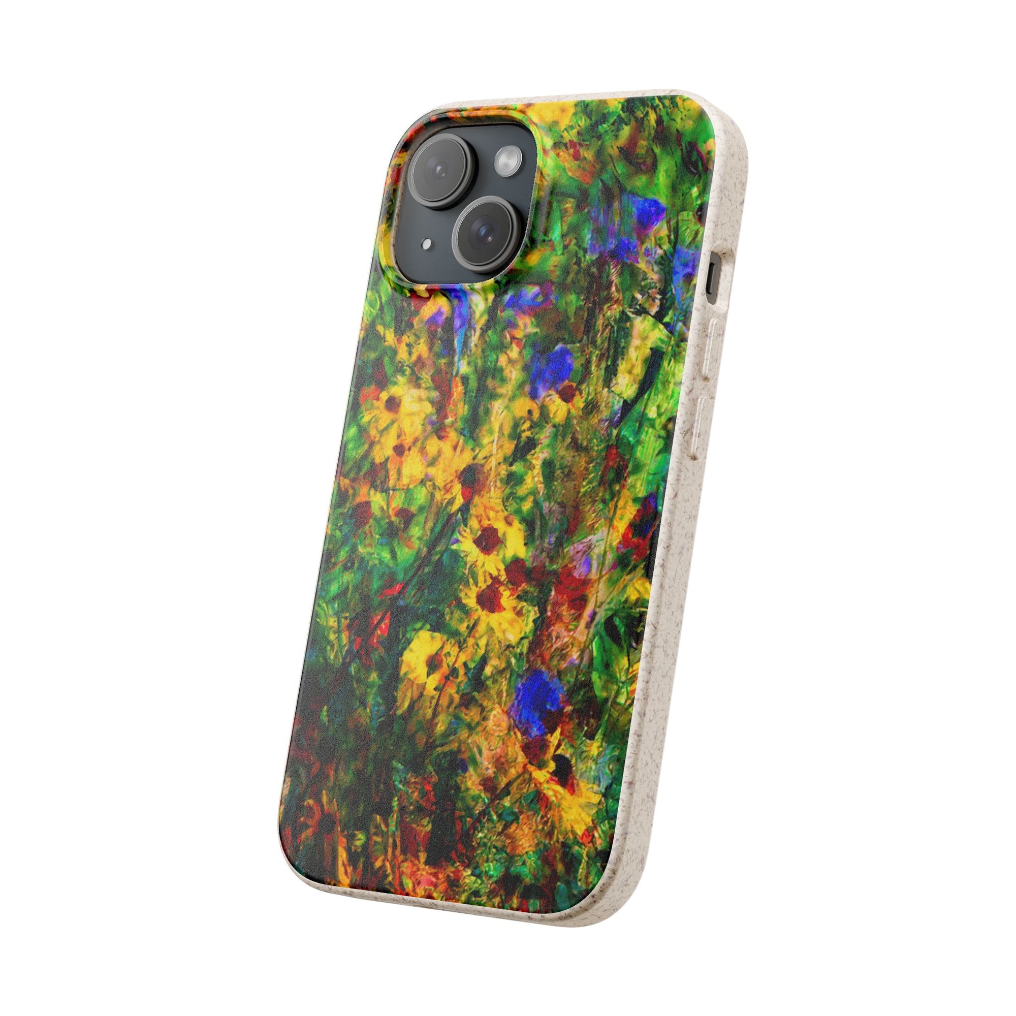 Biodegradable Floral Art Phone Case — Eco-Friendly Abstract Wildflower Design