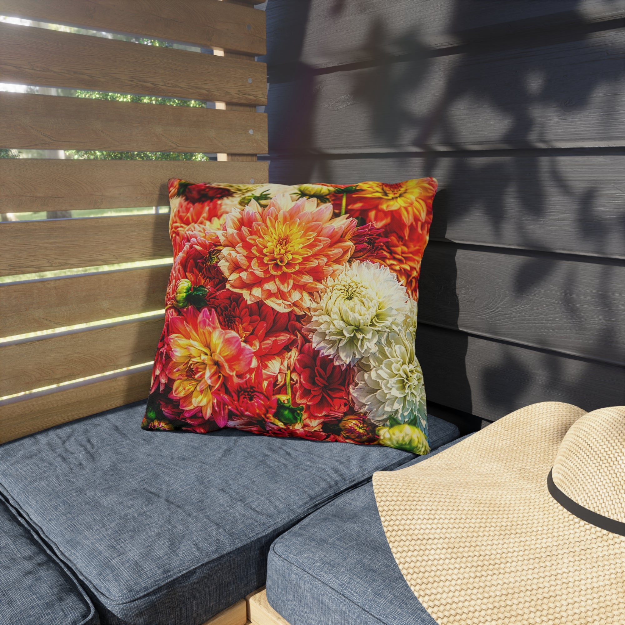 Dahlia Garden Outdoor Pillow – Vibrant Floral Patio Cushion