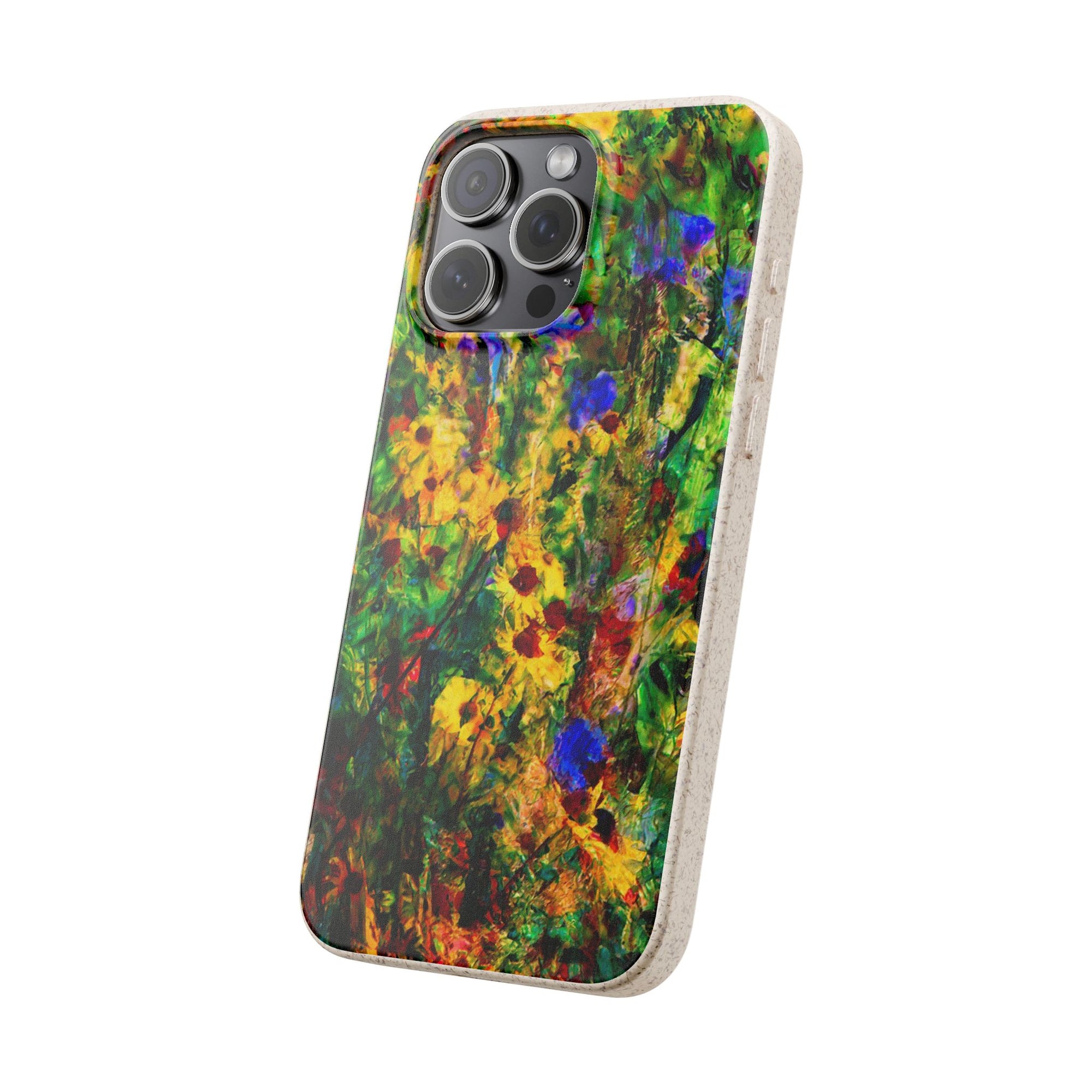 Biodegradable Floral Art Phone Case — Eco-Friendly Abstract Wildflower Design