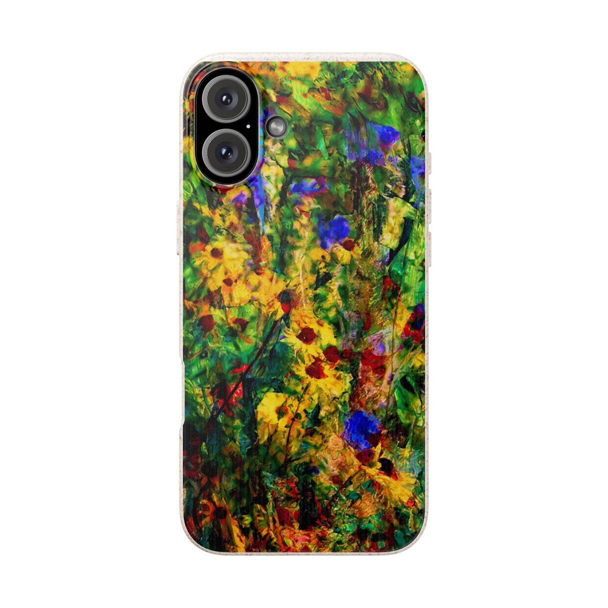 Biodegradable Floral Art Phone Case — Eco-Friendly Abstract Wildflower Design