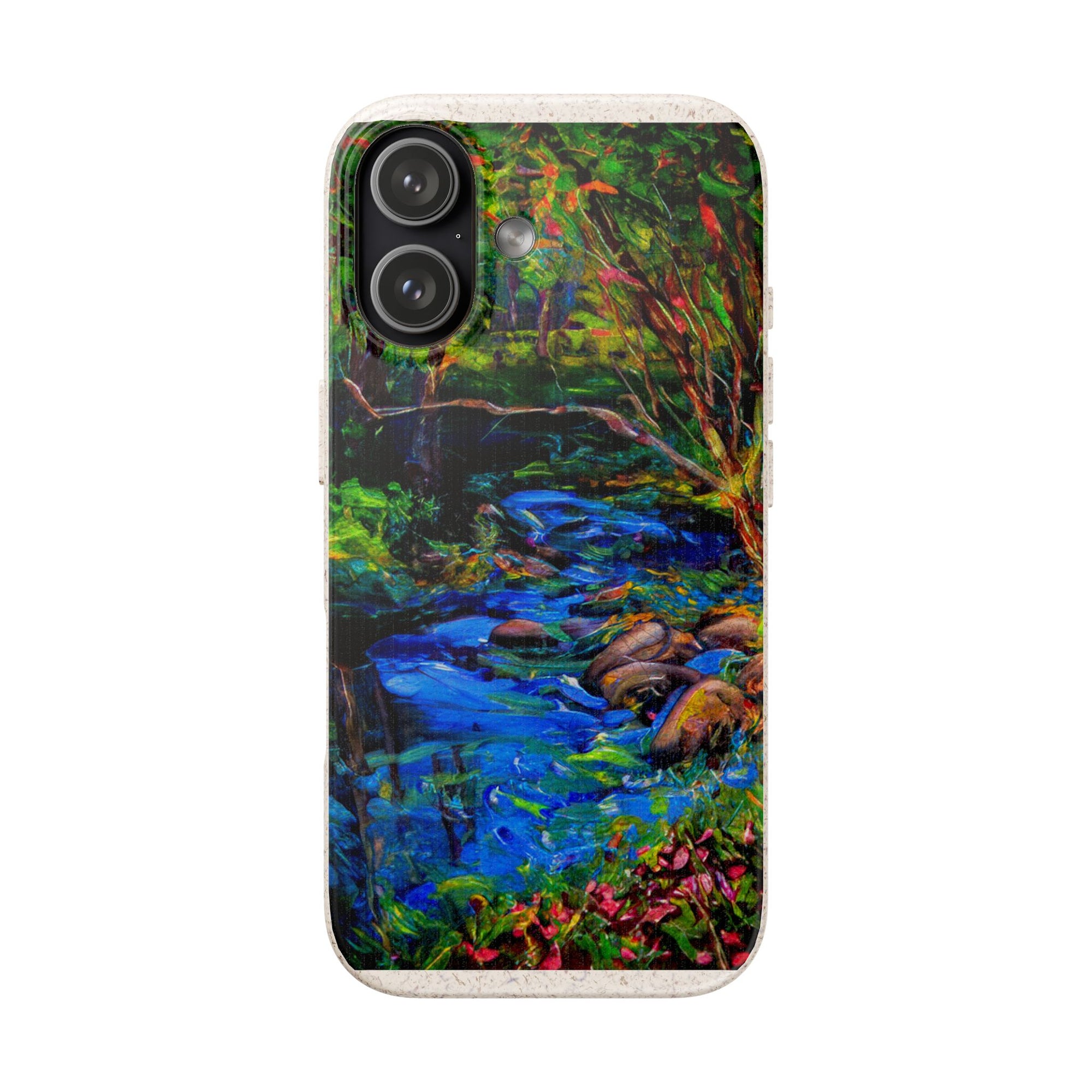 Biodegradable Phone Case — Eco-Friendly Watercolor Forest Stream Design