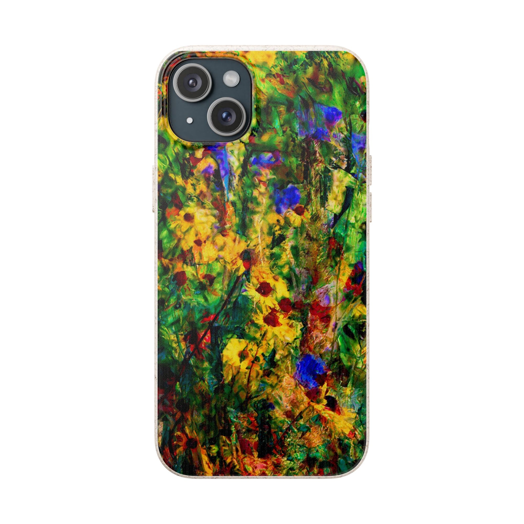 Biodegradable Floral Art Phone Case — Eco-Friendly Abstract Wildflower Design