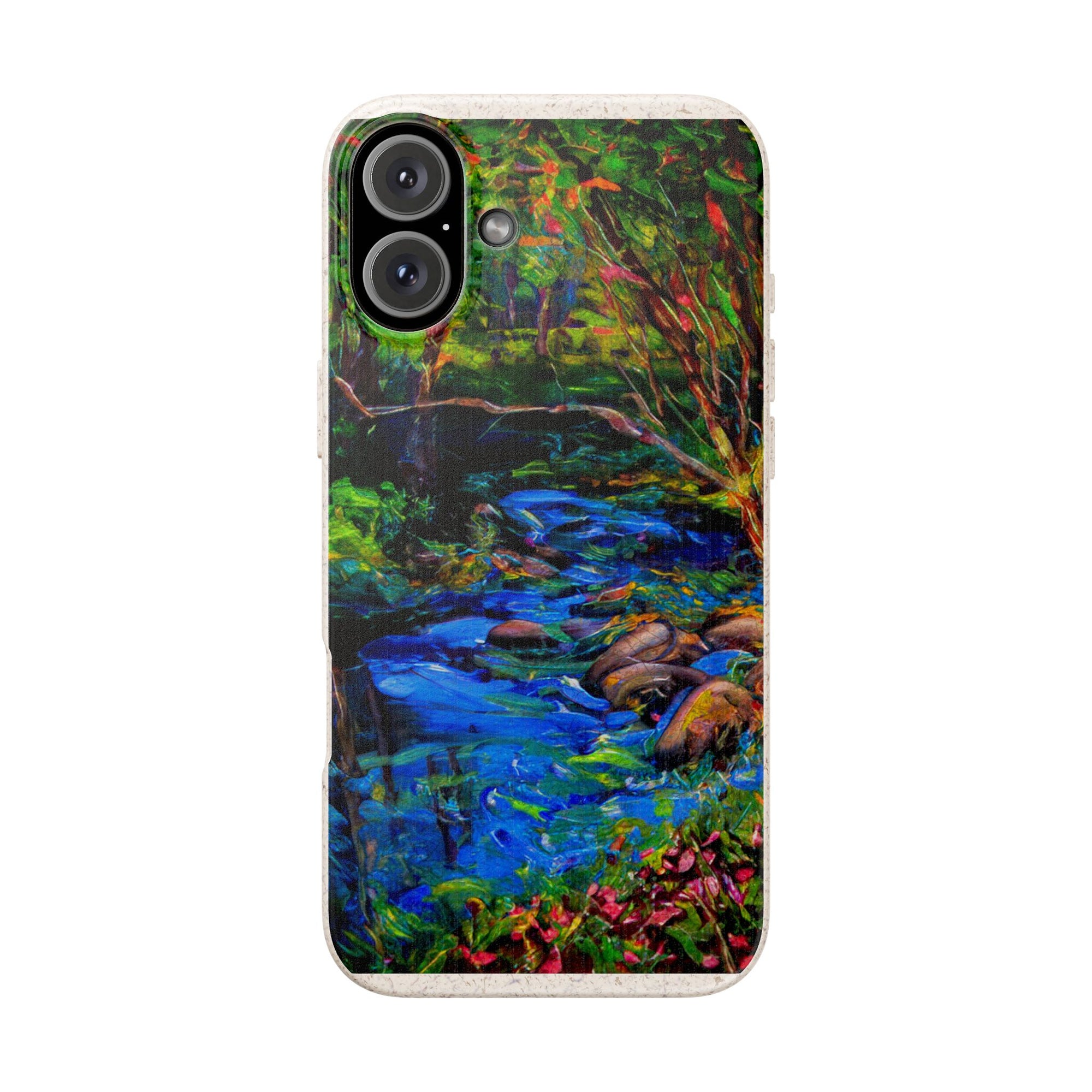 Biodegradable Phone Case — Eco-Friendly Watercolor Forest Stream Design