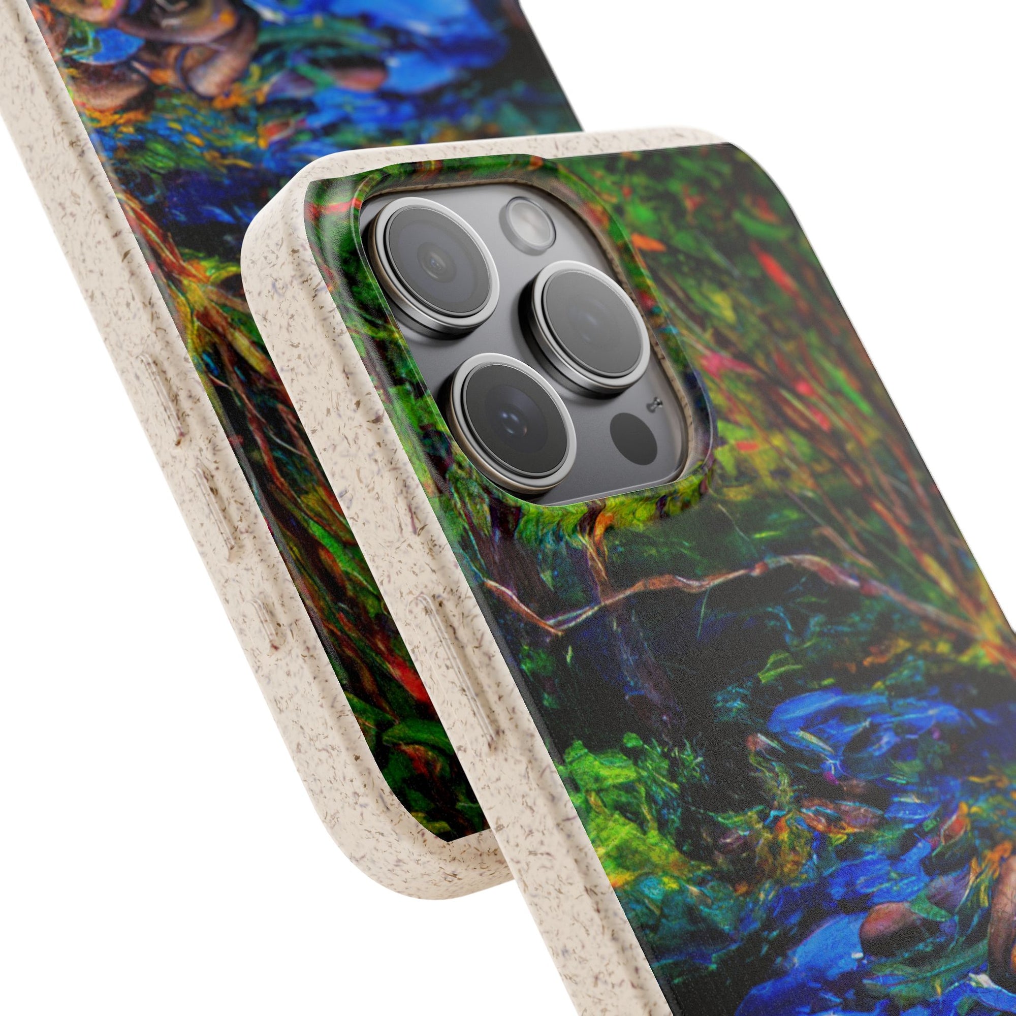 Biodegradable Phone Case — Eco-Friendly Watercolor Forest Stream Design