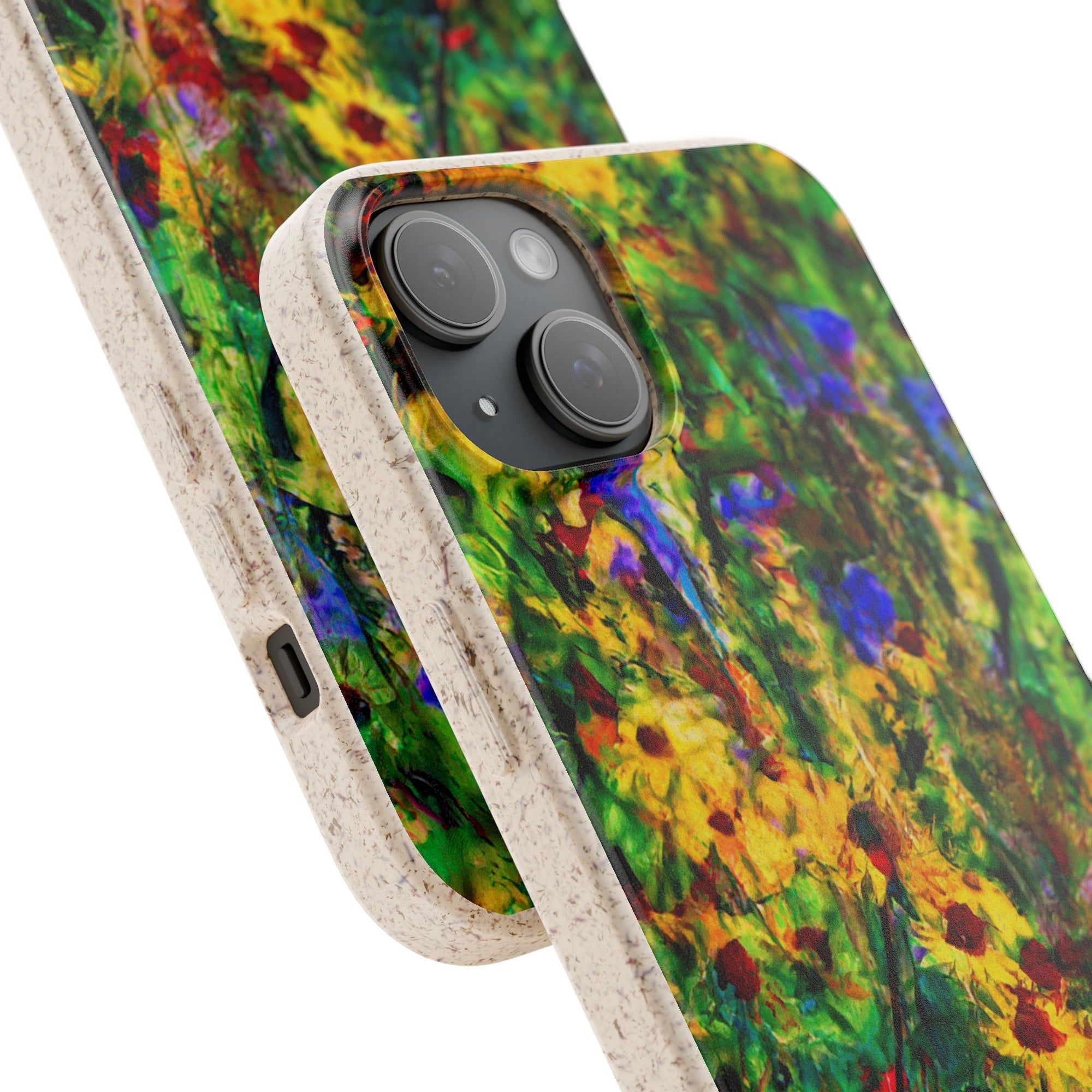 Biodegradable Floral Art Phone Case — Eco-Friendly Abstract Wildflower Design