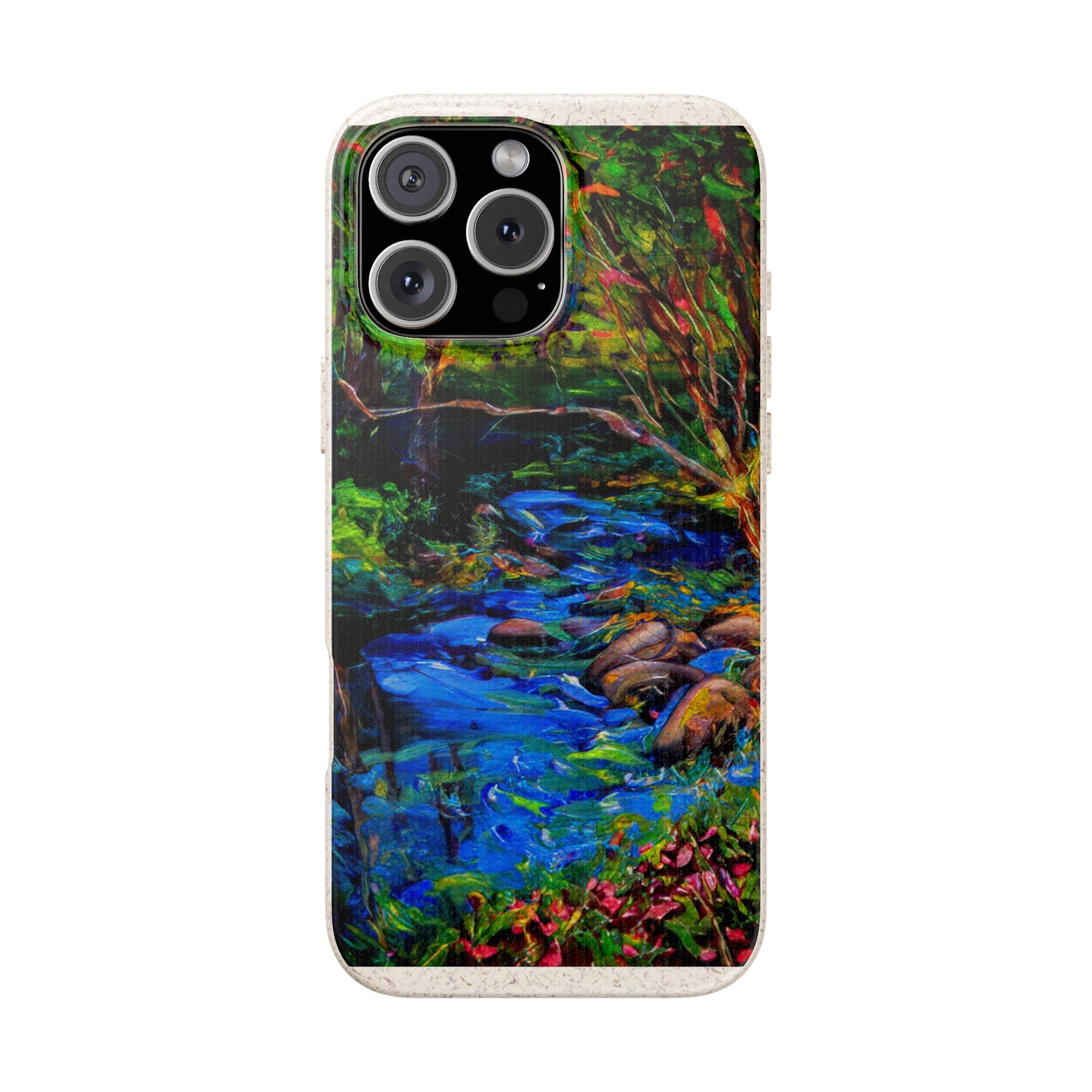 Biodegradable Phone Case — Eco-Friendly Watercolor Forest Stream Design