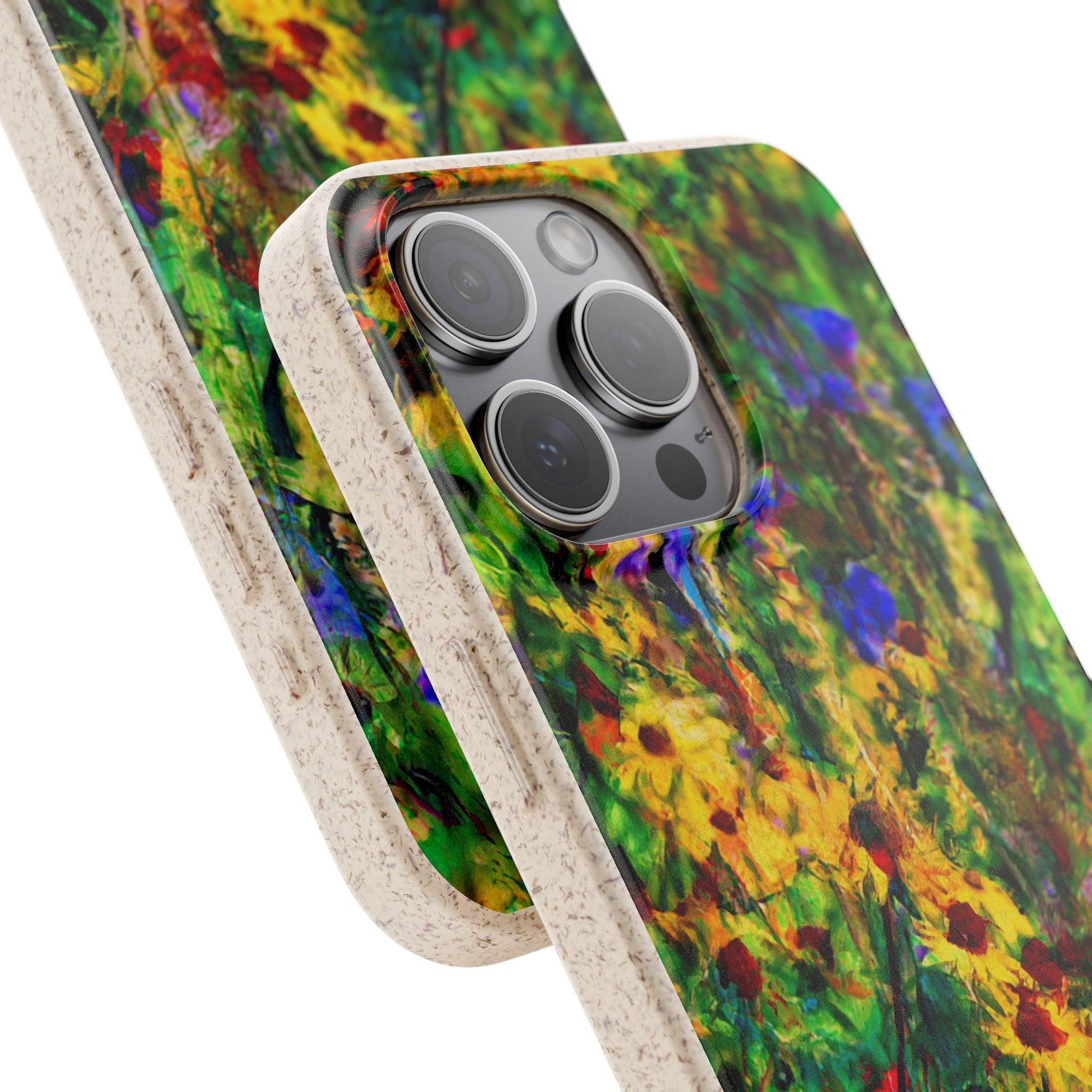 Biodegradable Floral Art Phone Case — Eco-Friendly Abstract Wildflower Design