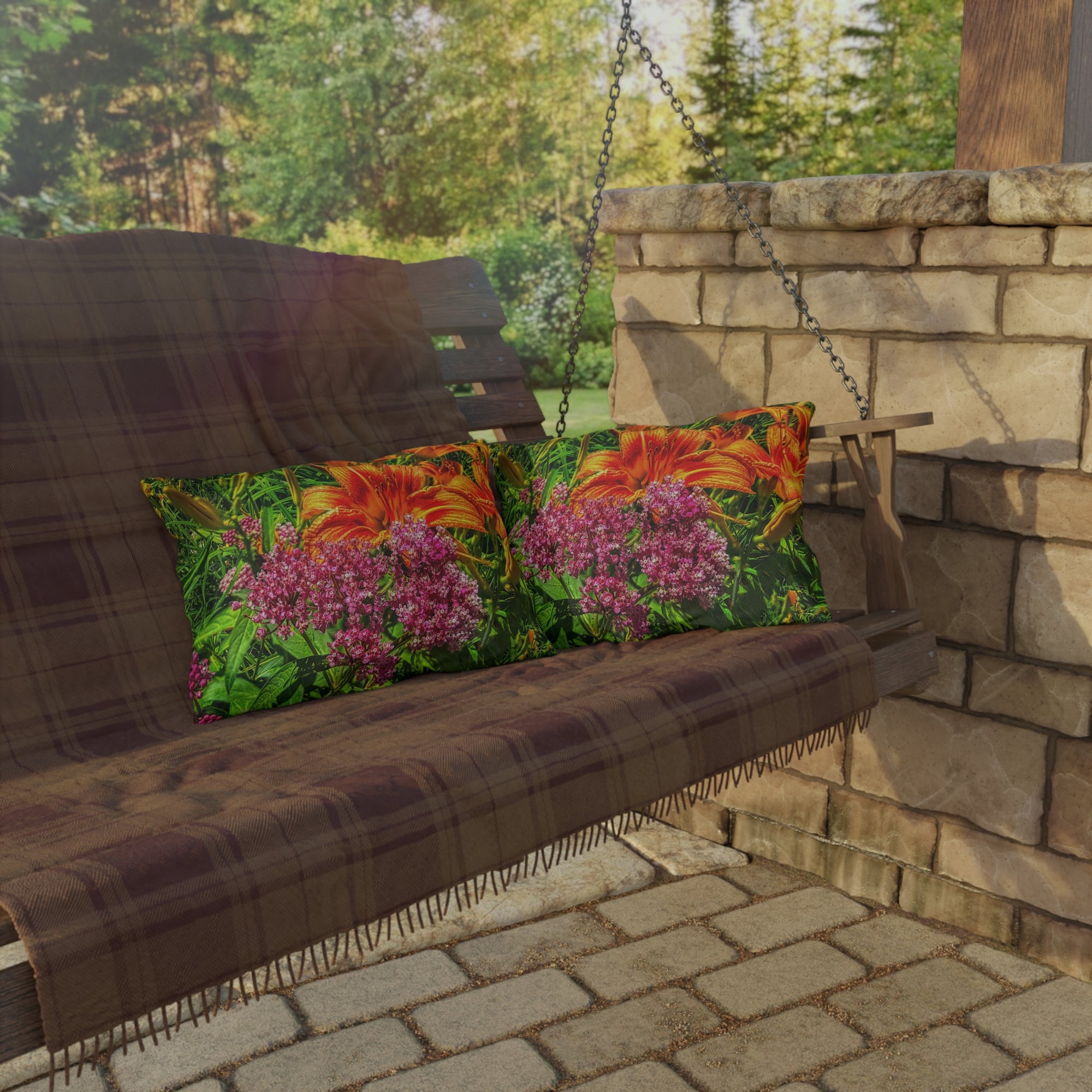 Copy of Pink Coneflower Outdoor Pillow — Garden Floral Patio Accent Cushion