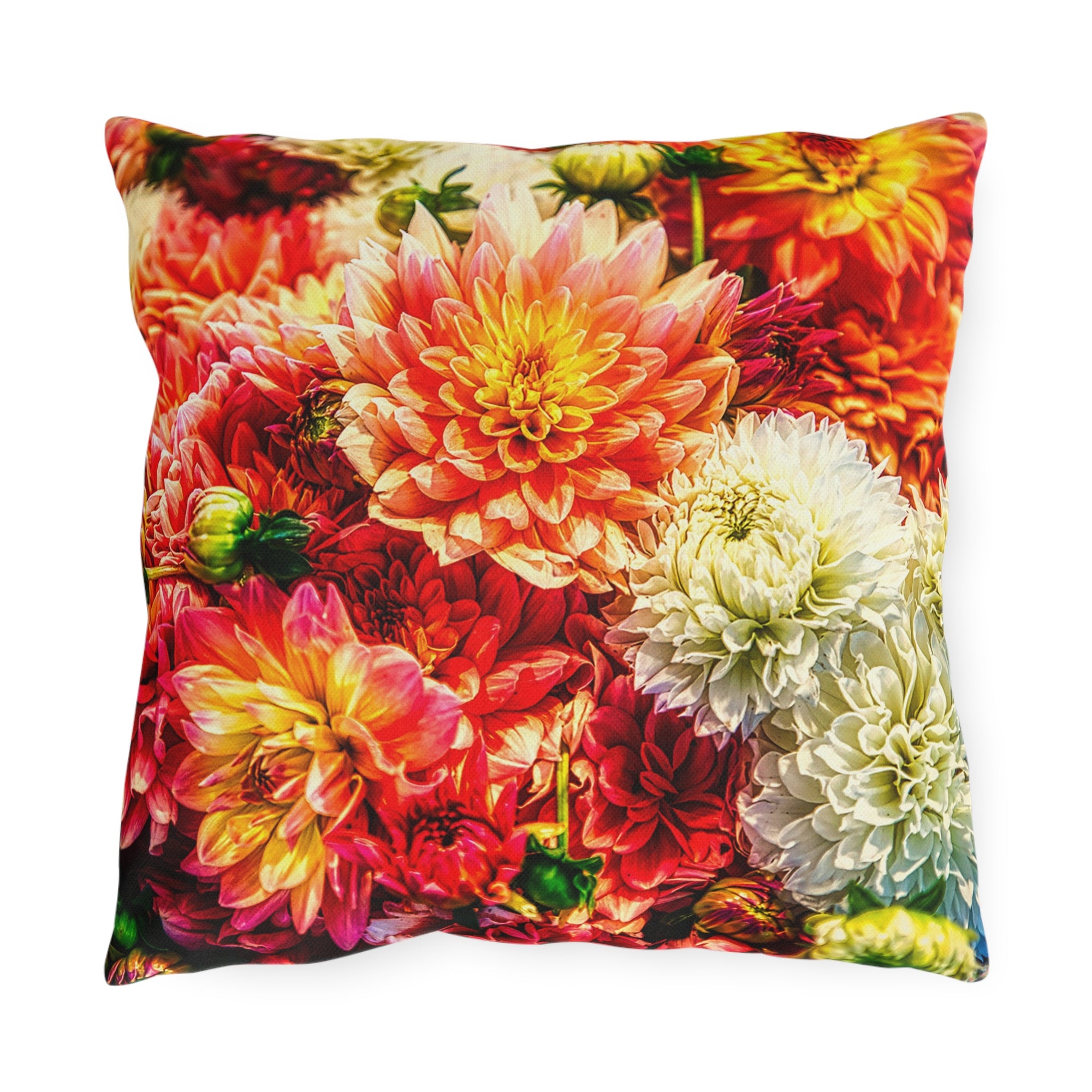 Dahlia Garden Outdoor Pillow – Vibrant Floral Patio Cushion