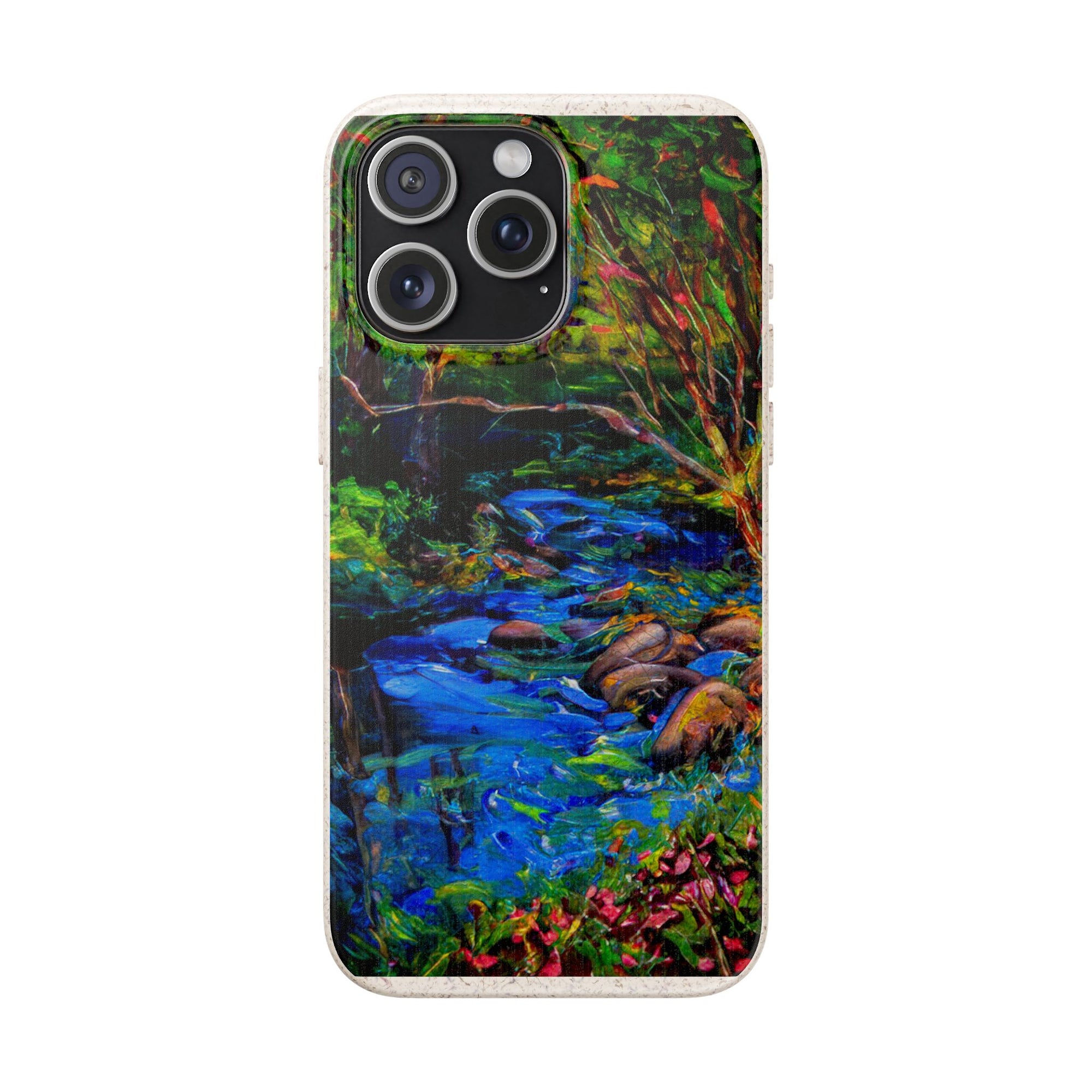 Biodegradable Phone Case — Eco-Friendly Watercolor Forest Stream Design