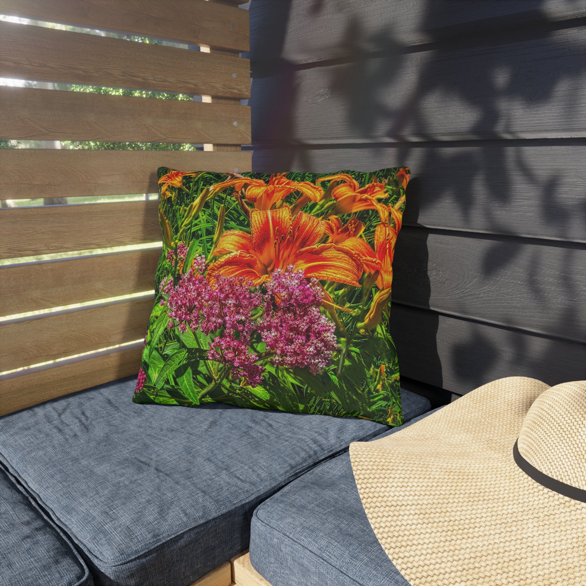 Copy of Pink Coneflower Outdoor Pillow — Garden Floral Patio Accent Cushion