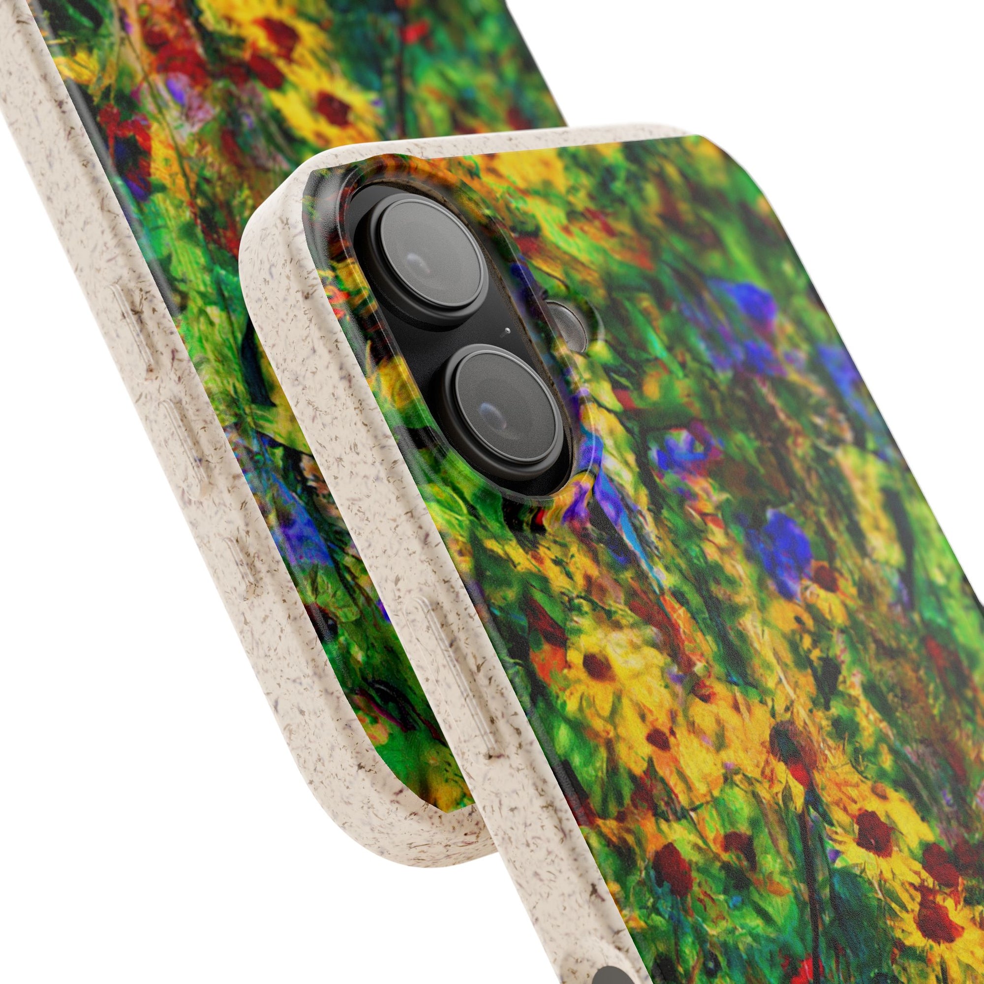 Biodegradable Floral Art Phone Case — Eco-Friendly Abstract Wildflower Design