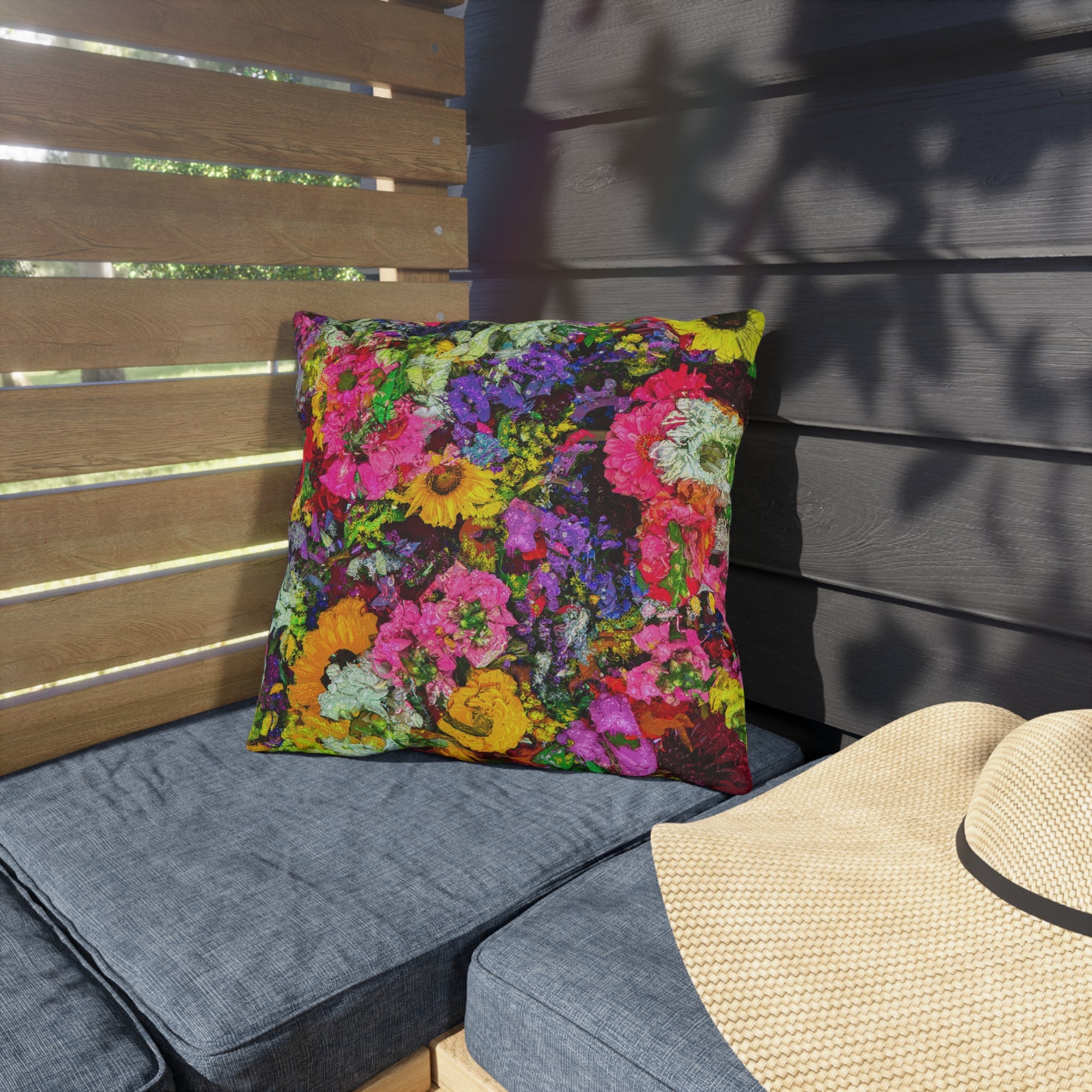 Copy of Pink Coneflower Outdoor Pillow — Garden Floral Patio Accent Cushion