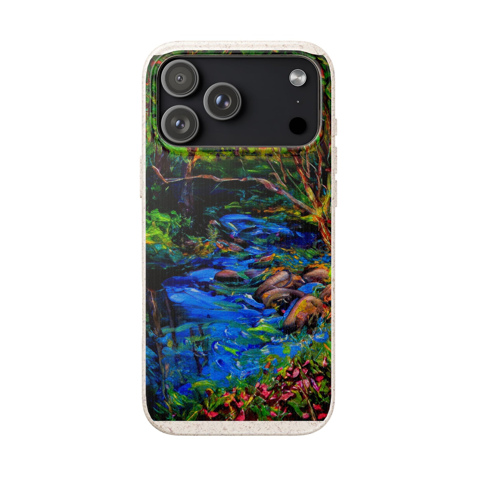 Biodegradable Phone Case — Eco-Friendly Watercolor Forest Stream Design