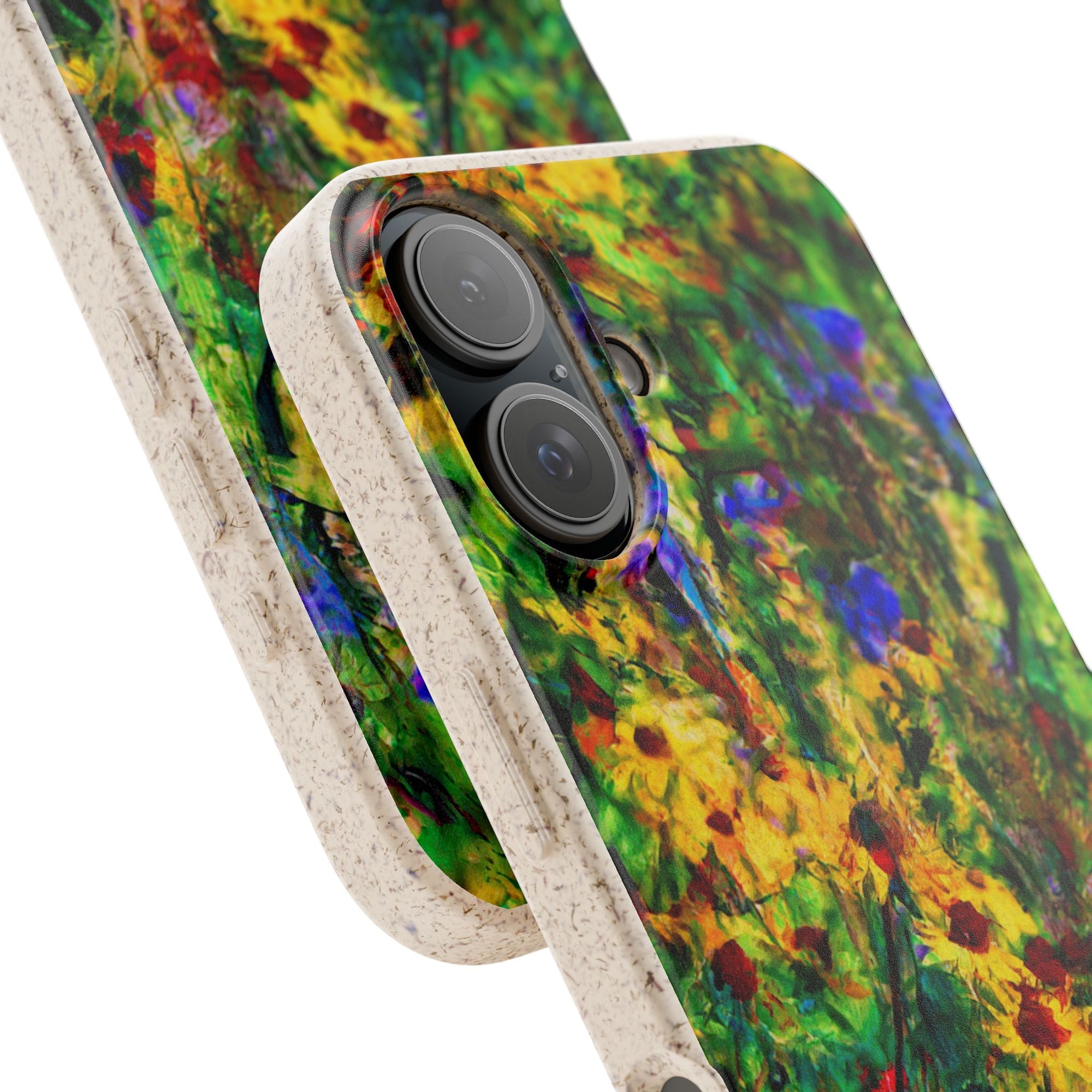 Biodegradable Floral Art Phone Case — Eco-Friendly Abstract Wildflower Design