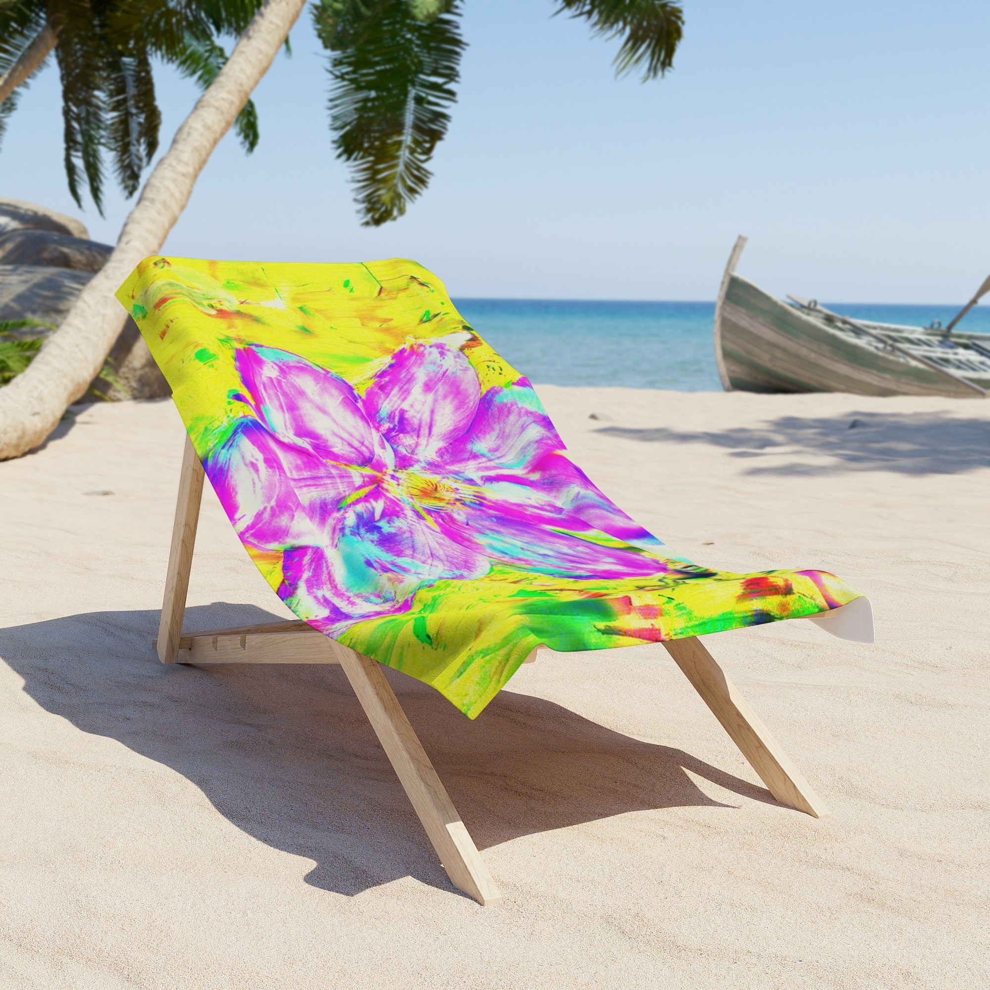 Copy of Harbor Boats Beach Towel — Colorful Nautical Marina Artwork