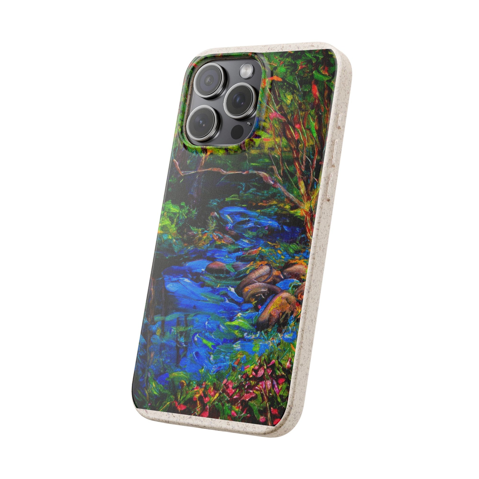 Biodegradable Phone Case — Eco-Friendly Watercolor Forest Stream Design