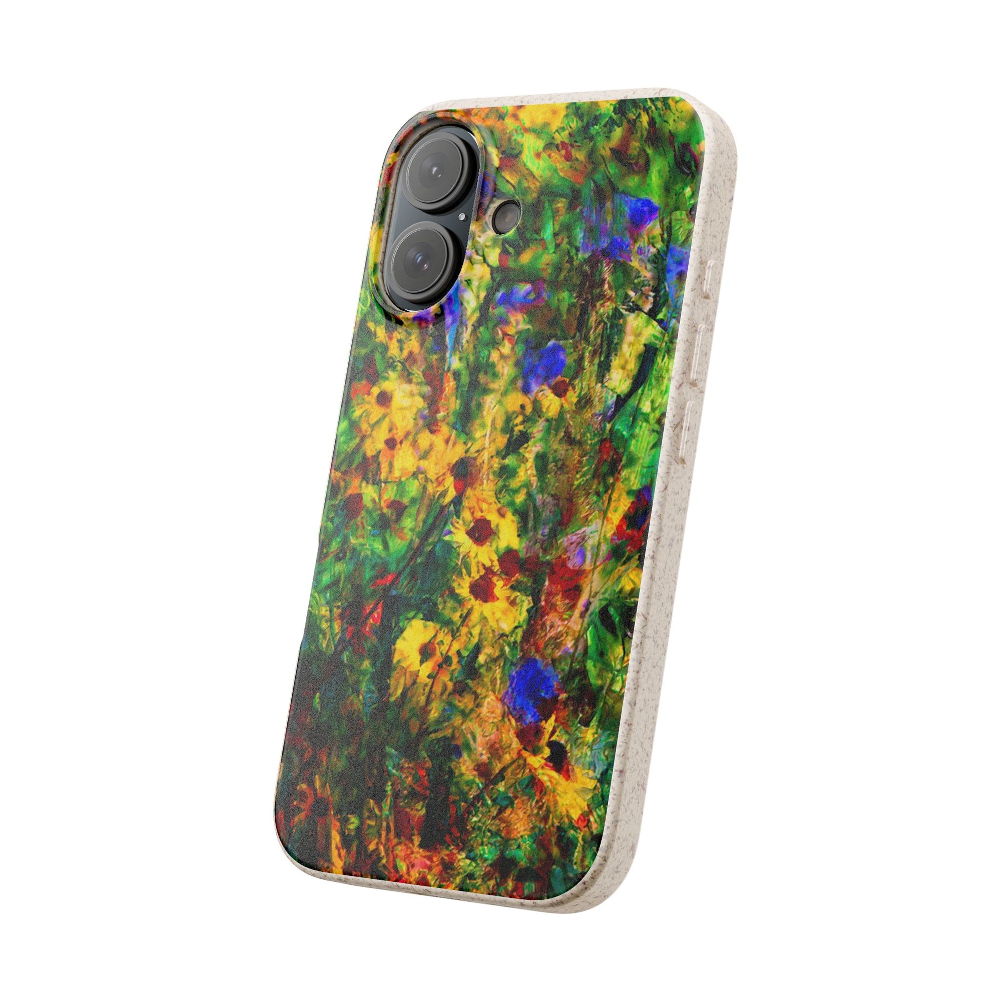 Biodegradable Floral Art Phone Case — Eco-Friendly Abstract Wildflower Design