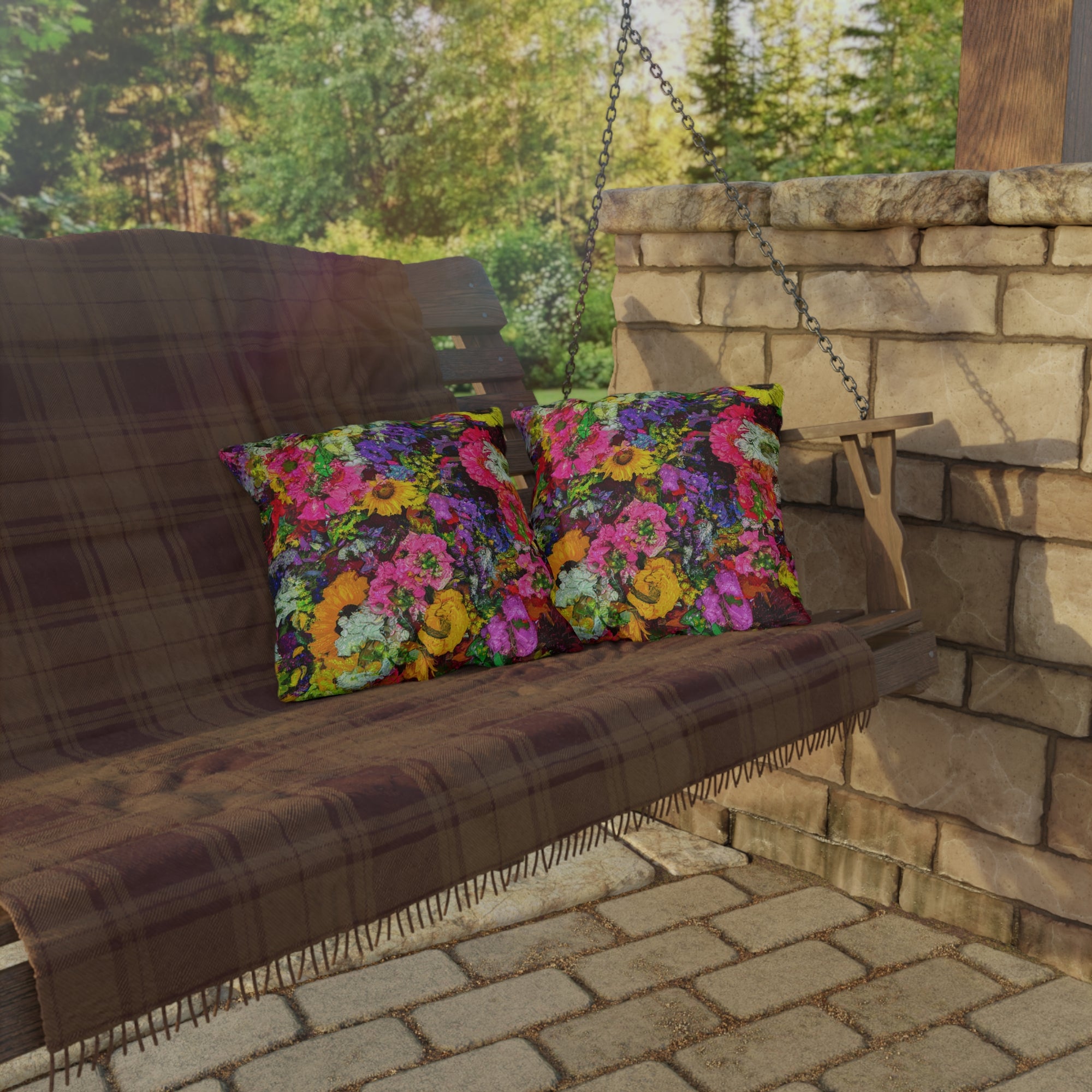 Copy of Pink Coneflower Outdoor Pillow — Garden Floral Patio Accent Cushion