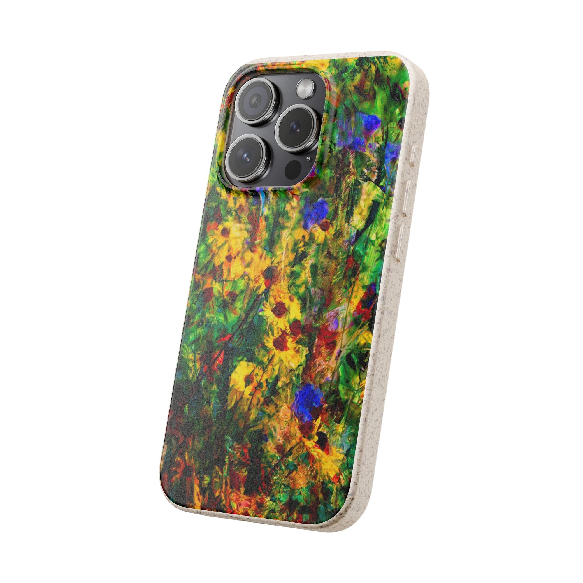 Biodegradable Floral Art Phone Case — Eco-Friendly Abstract Wildflower Design