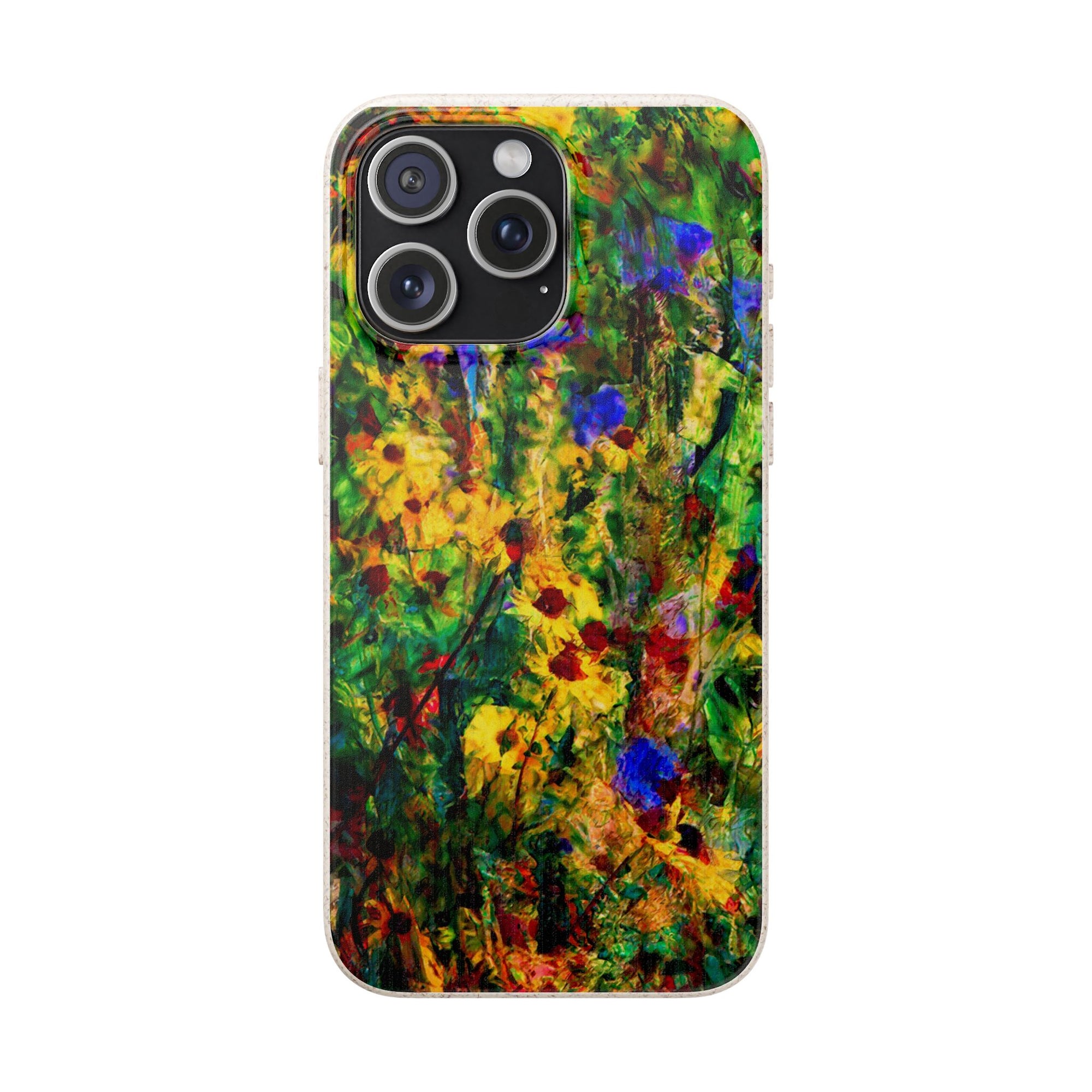 Biodegradable Floral Art Phone Case — Eco-Friendly Abstract Wildflower Design