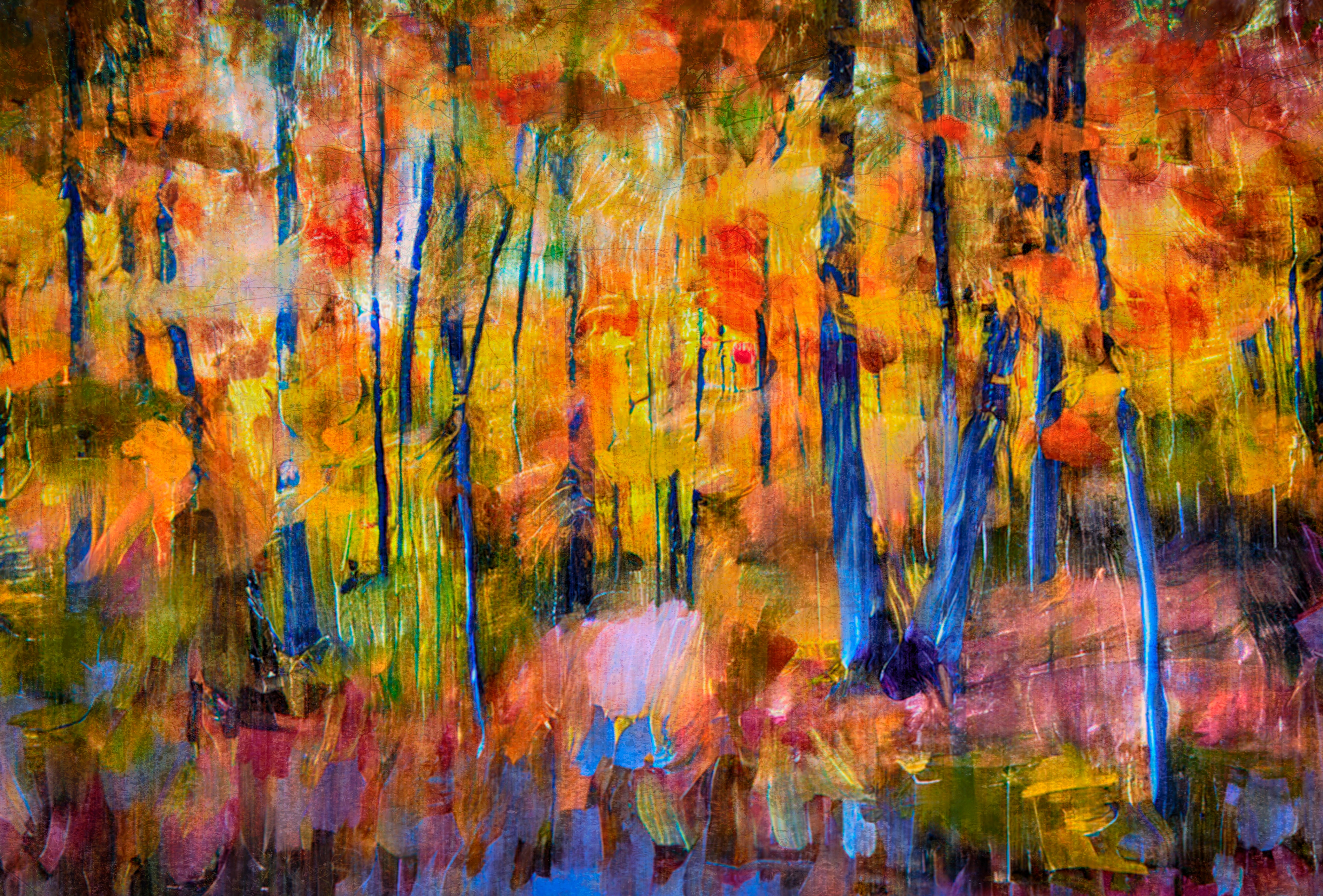 グラフィックアート Biwako360 °(autumn) Autumn Afterglow – Abstract Fall Forest Wall Art (Devil's Lake