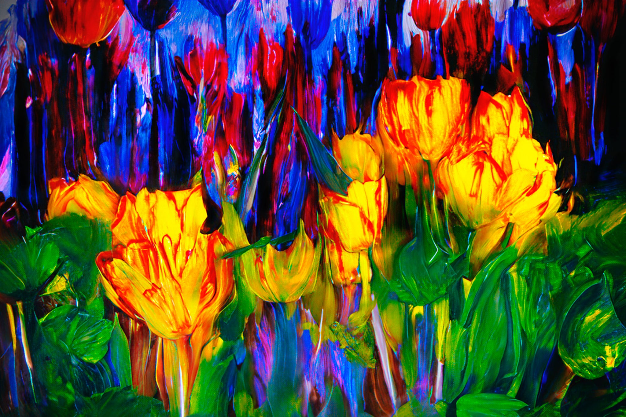 Abstract Spring Painterly Tulips