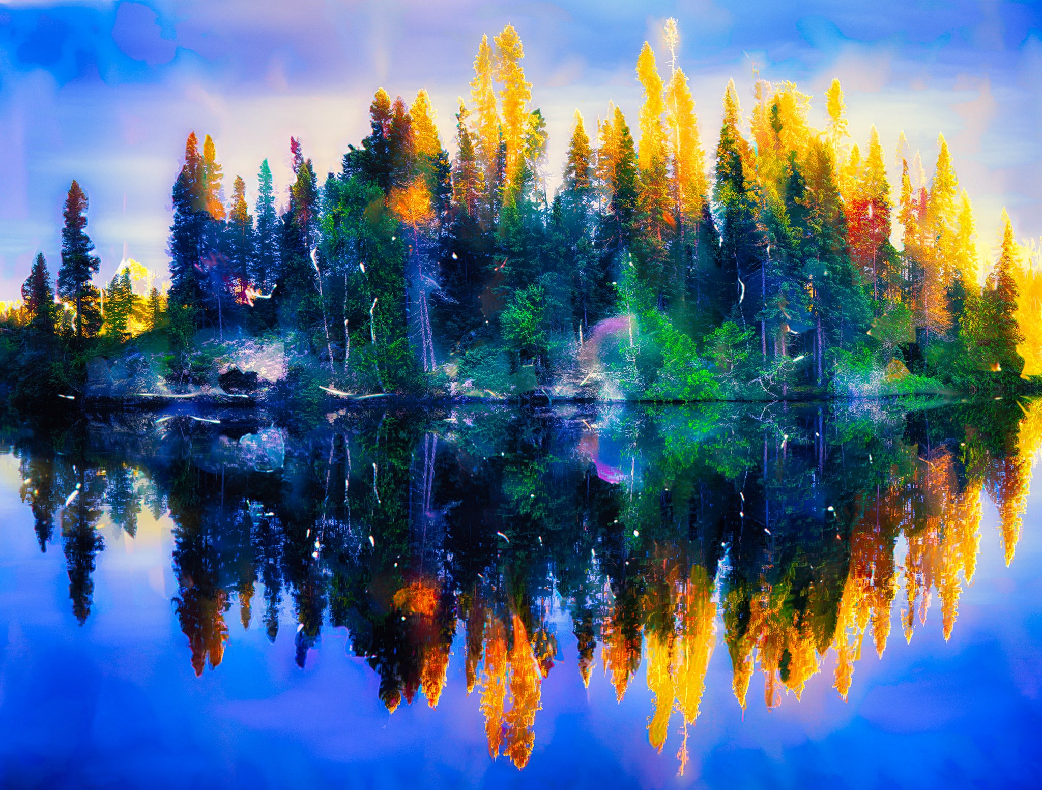 Boundary Waters Island Glow | Colorful Forest Reflection