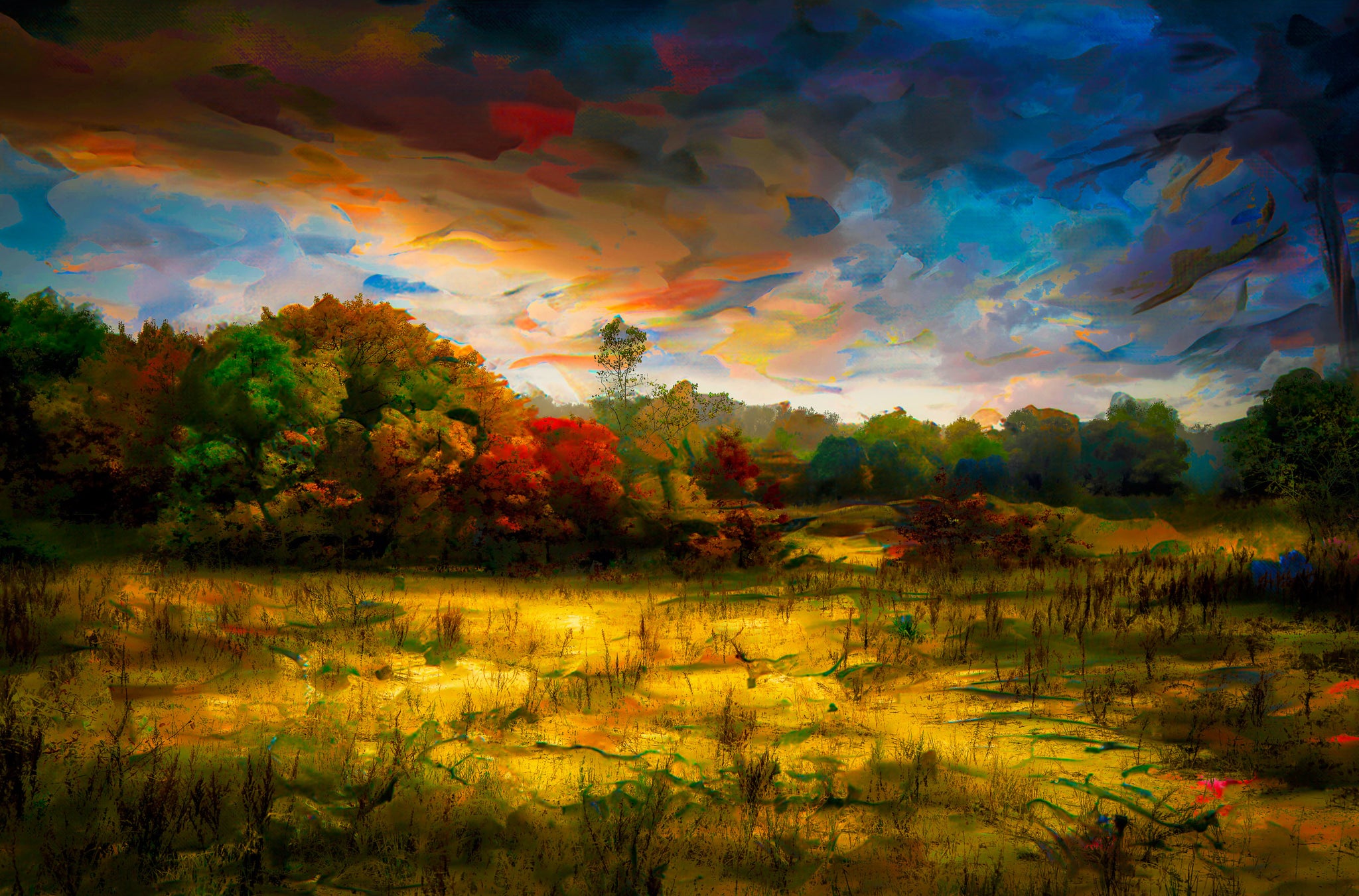 Chiwaukee Prairie Wall Art — Wisconsin Prairie Landscape in Painterly Color