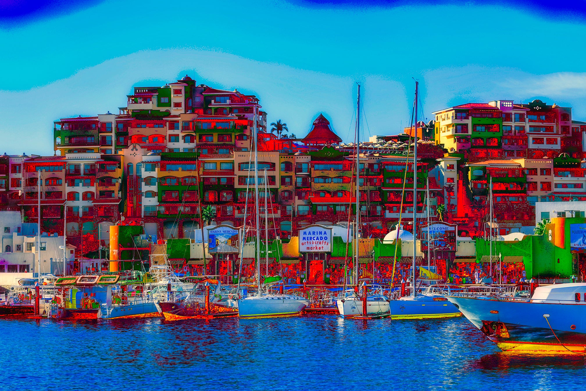 Fluorescent Marina — Cabo San Lucas Harbor Wall Art
