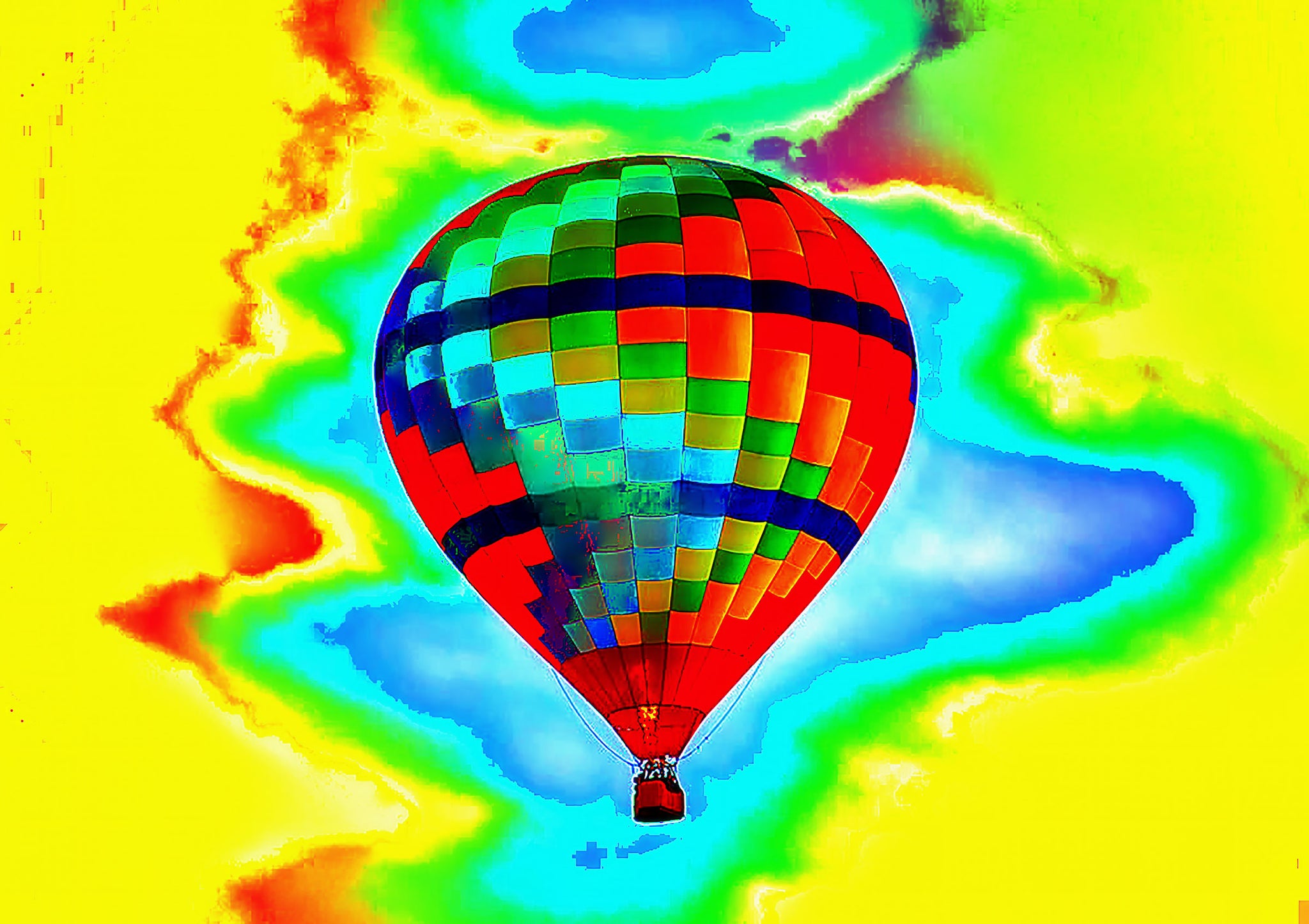 Fluorescent Flight — Hot Air Balloon Pop Art