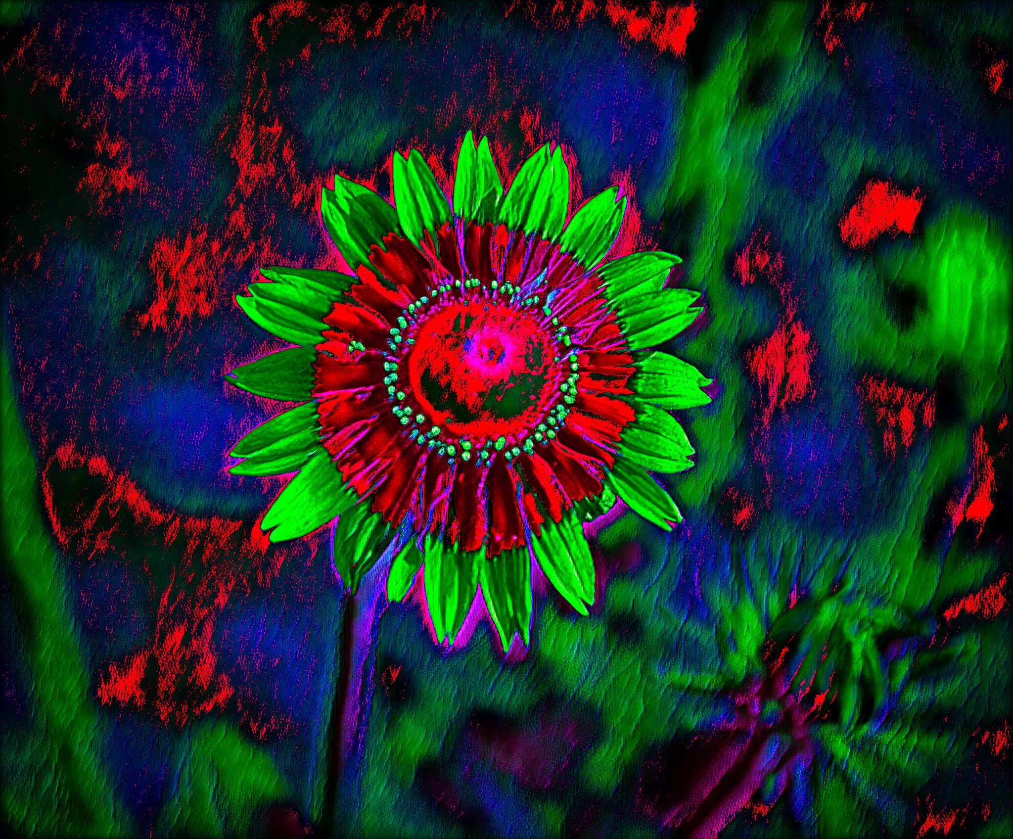 Fluorescent Paisley Flower Pop Art