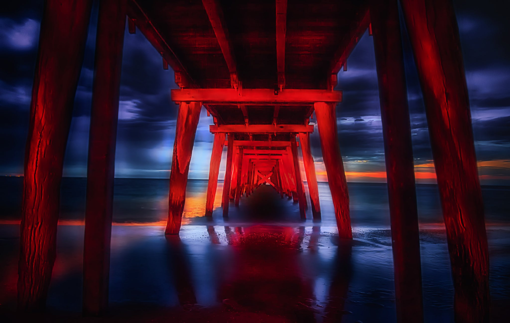 Crimson Under the Pier – Port Adelaide Sunset