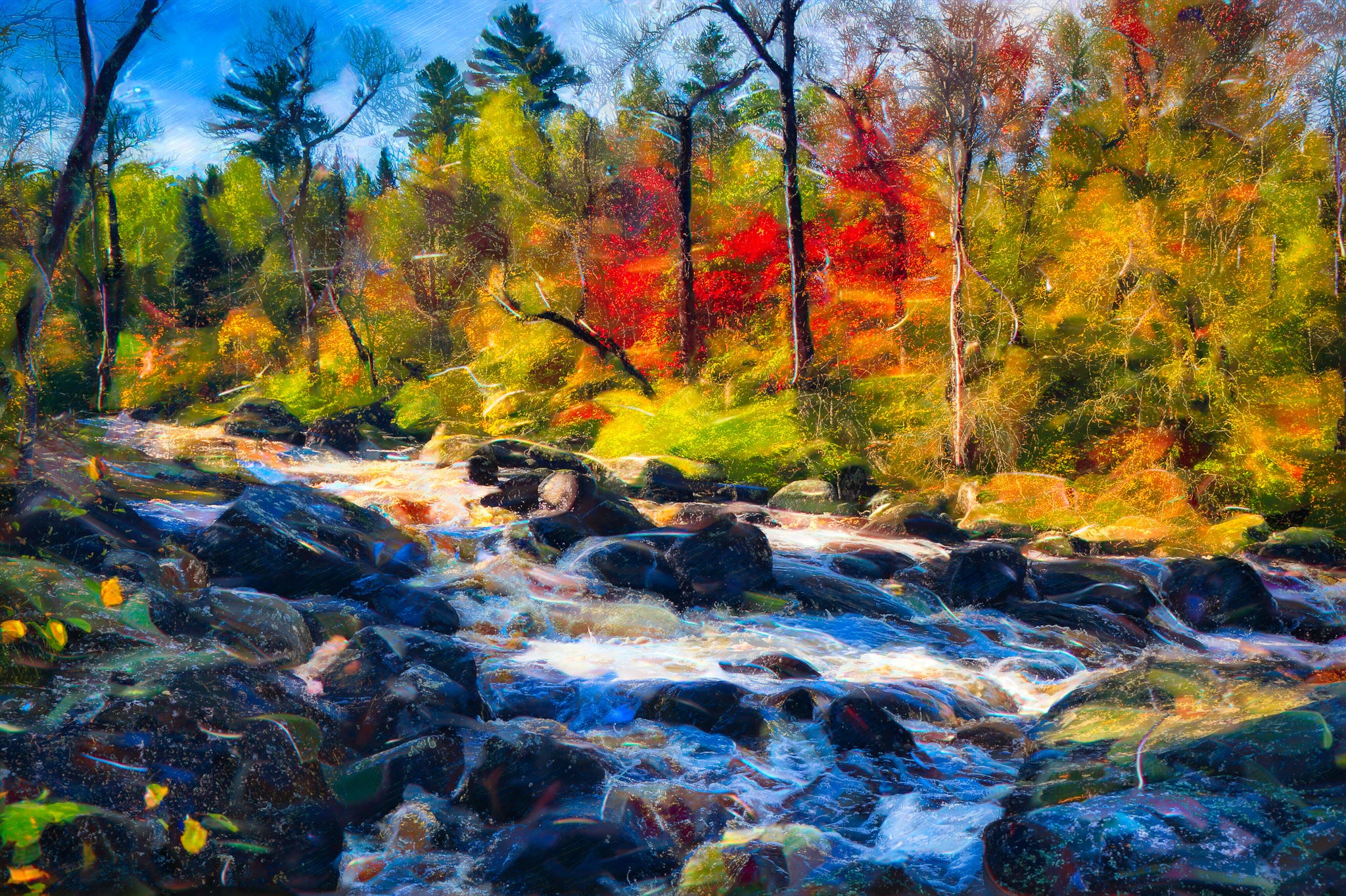 Autumn Rush on the Nina Moose River (Boundary Waters Fine Art)