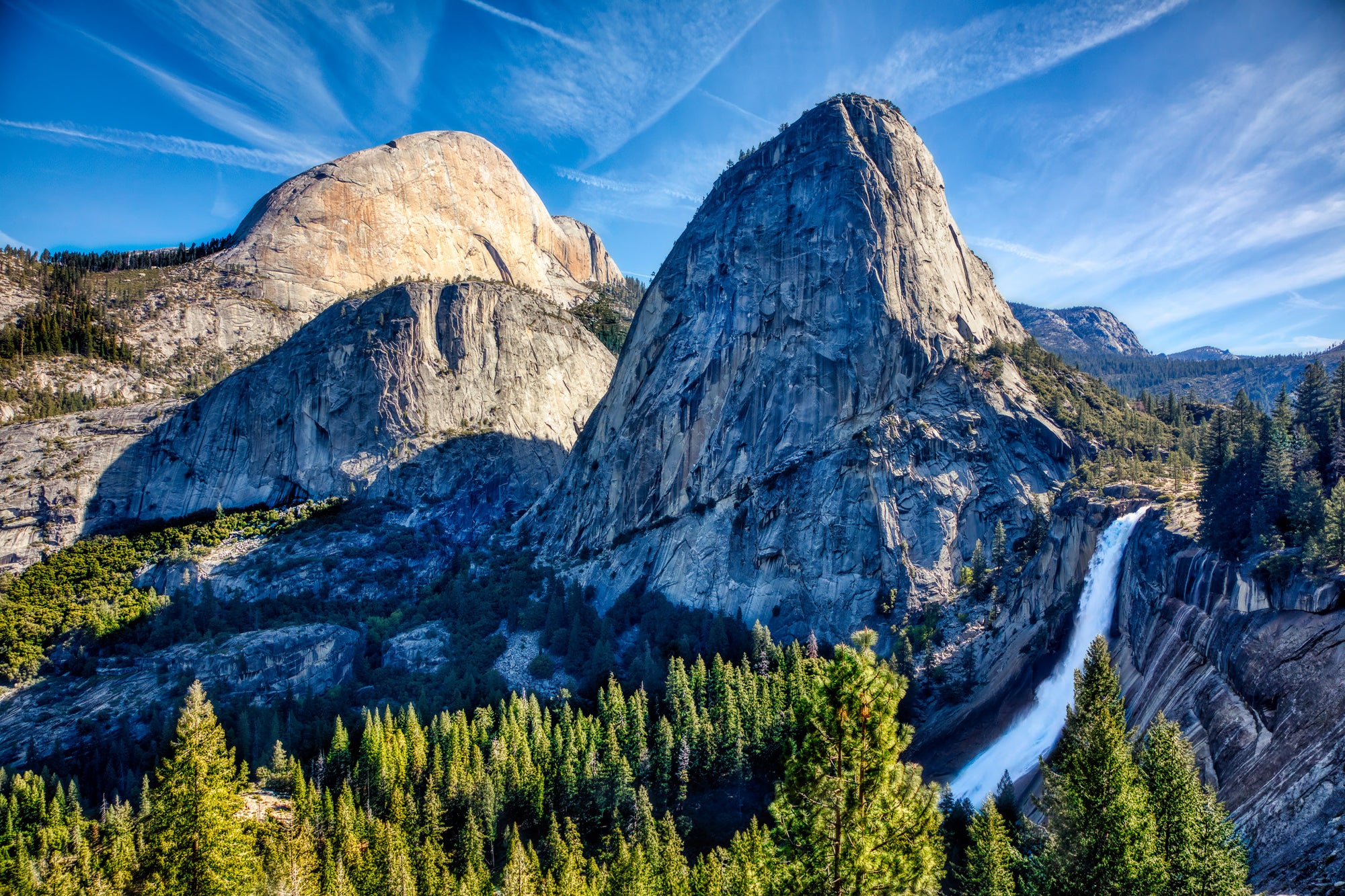 Nevada Fall, Half Dome &amp; Liberty Cap – Yosemite Panorama Wall Art