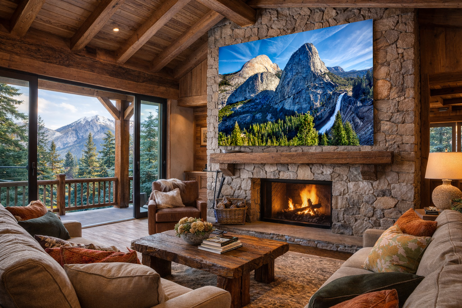 Nevada Fall, Half Dome &amp; Liberty Cap – Yosemite Panorama Wall Art