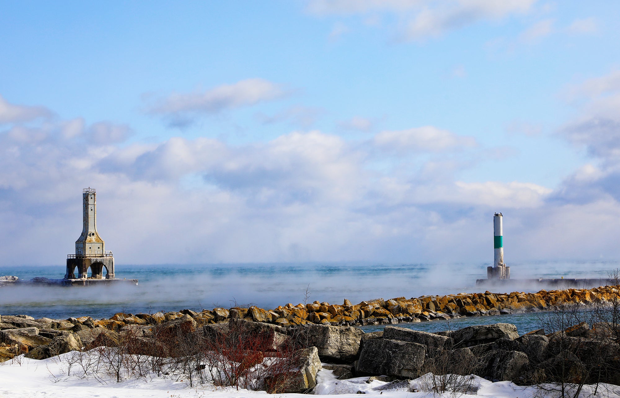 Polar Vortex Over the Breakwater - Port Washington, Wisconsin