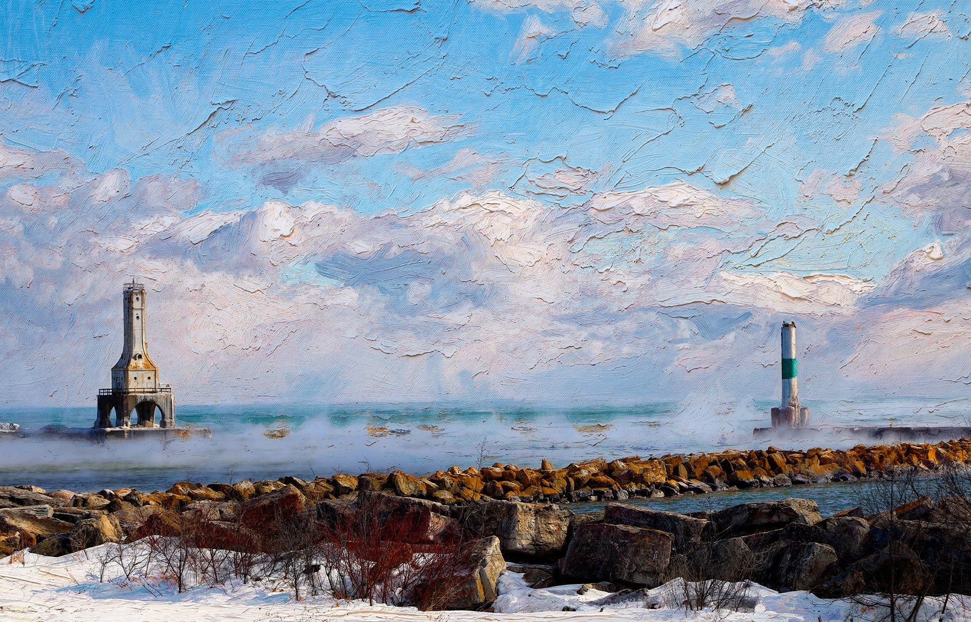 Polar Vortex Over the Breakwater - Port Washington, Wisconsin