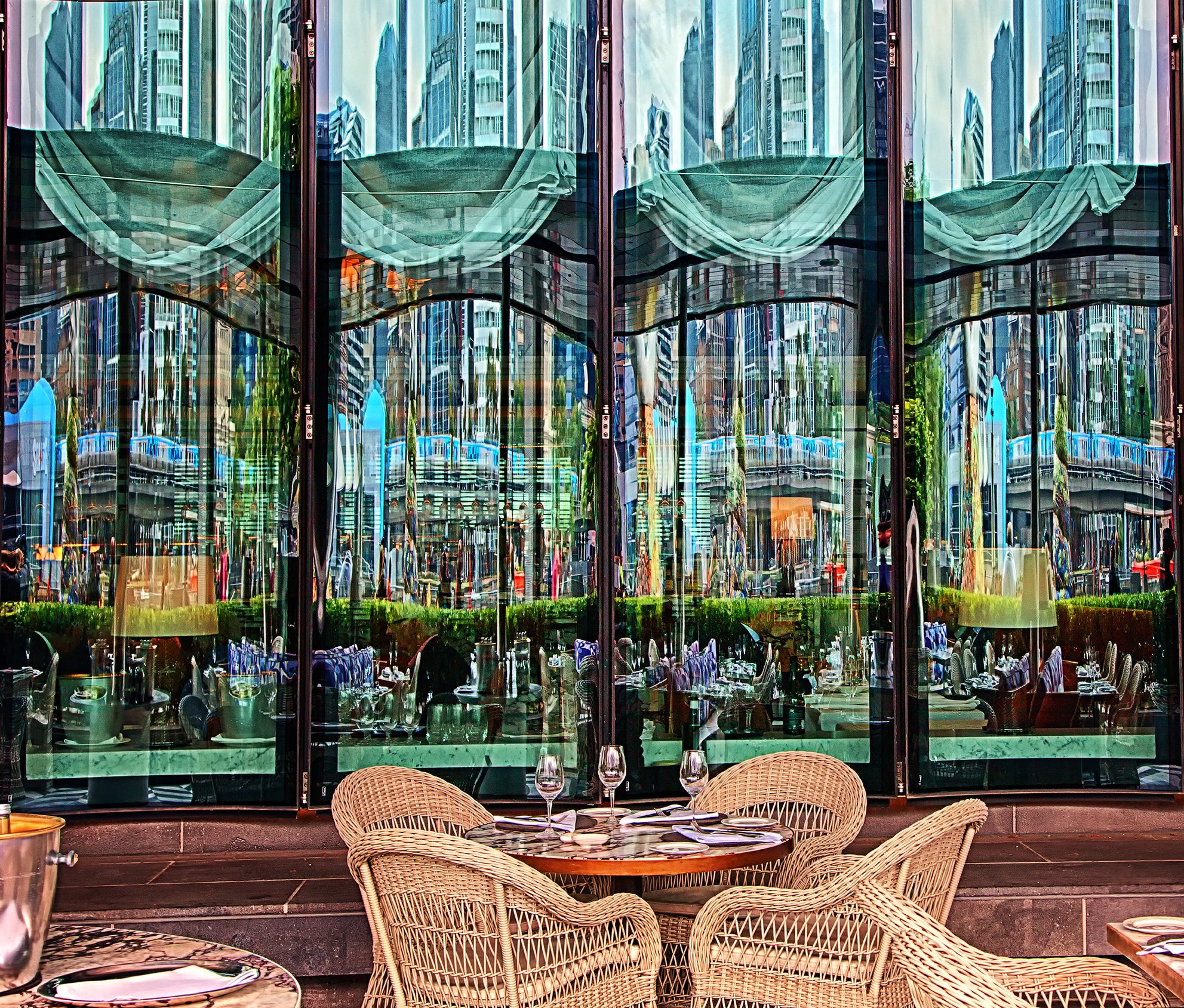 Melbourne Reflections – Restaurant Window Print - 8" x 8"