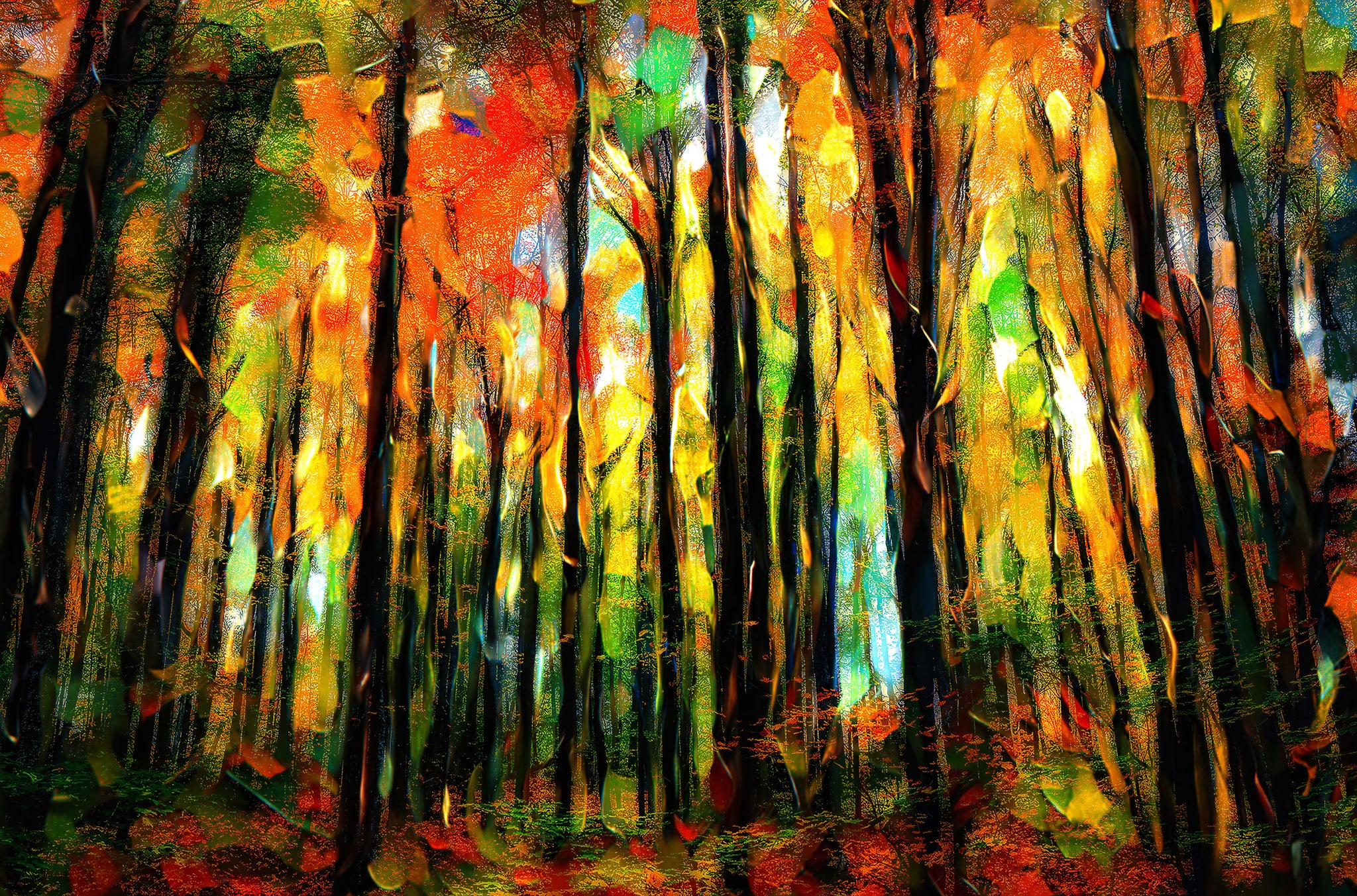 Autumn Mosaic – Tim’s Hill Abstract Forest Wall Art