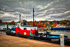 Tug Boat with Vibrant Fall Foliage - Bayfield, Wisconsin