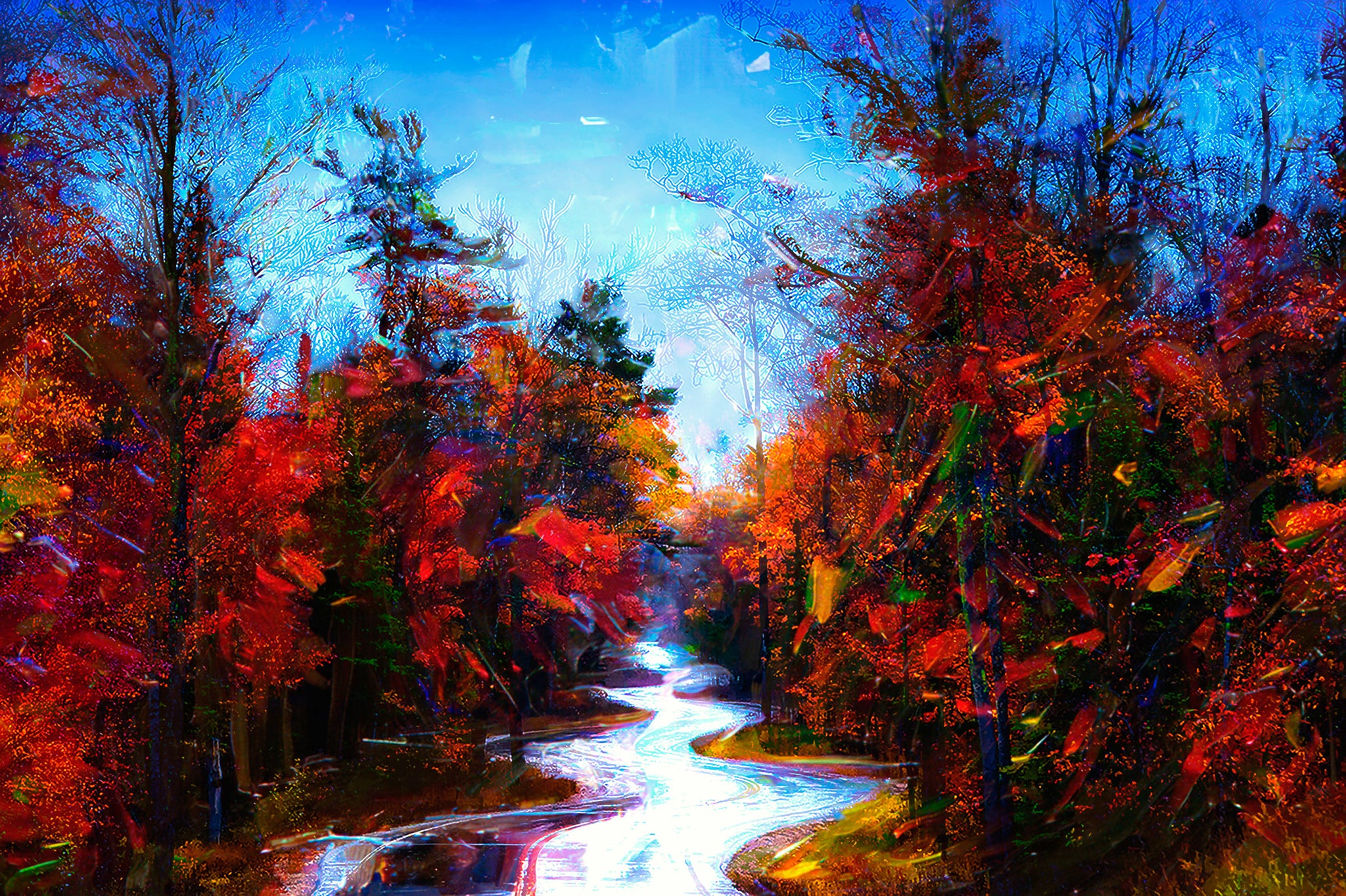 After the Rain — Winding Autumn Road