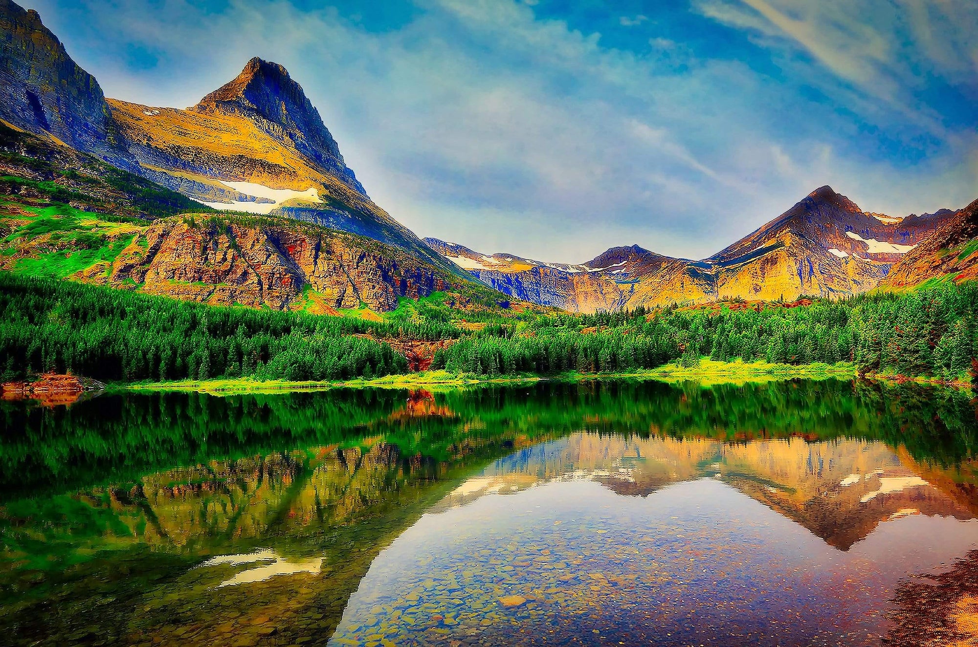 Fishercap Lake Swiftcurrent Trail - Glacier National Park, Montana Photograph Bob Hundt Photography 