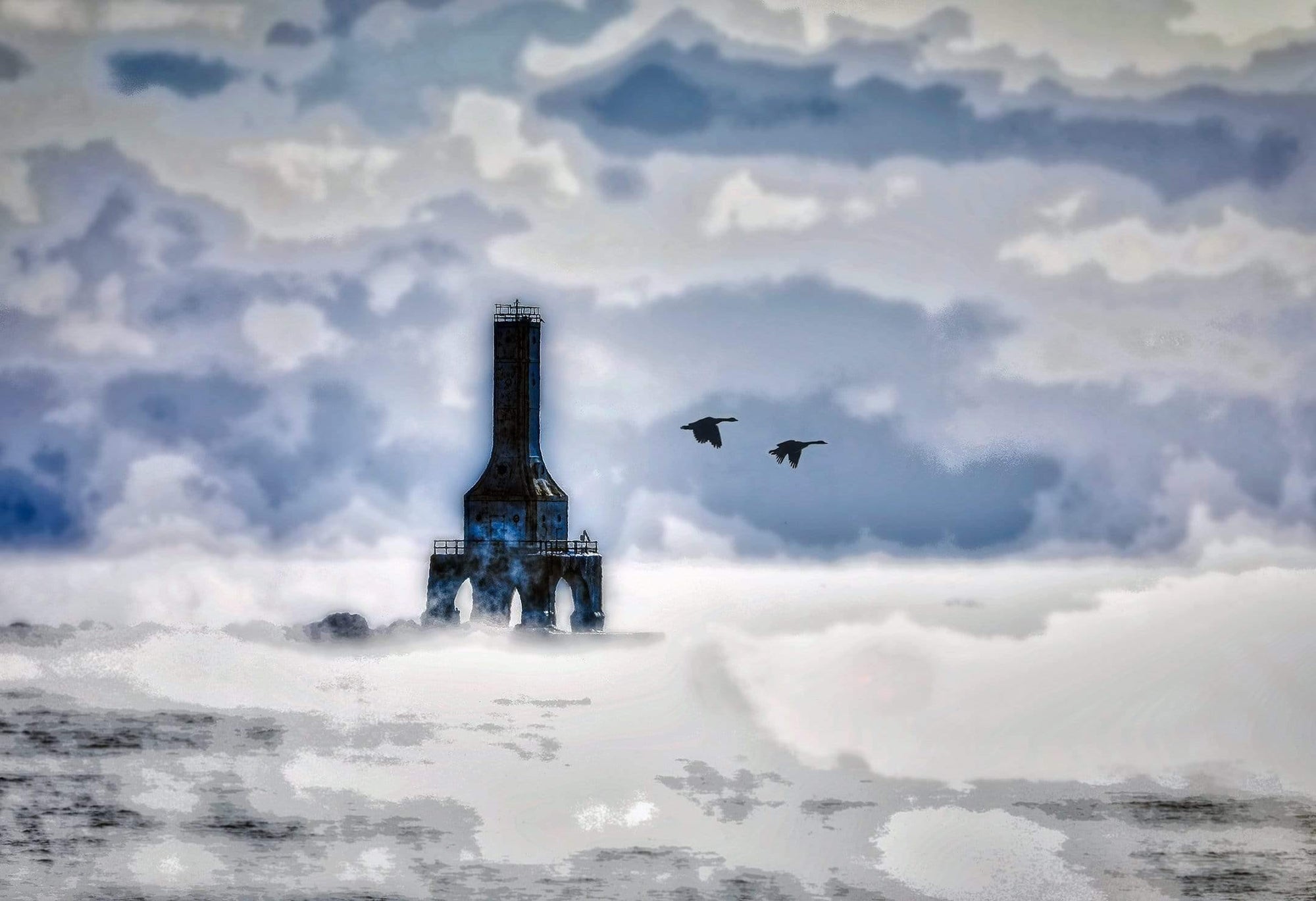 Lighthouse, Polar Vortex. Port Washington, WI Photograph Bob Hundt Photography 