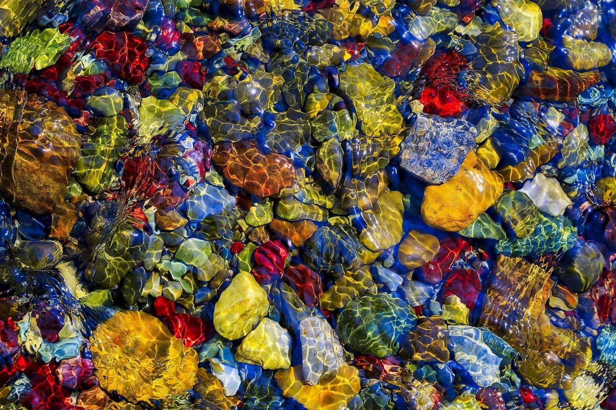 Many Glacier River Rocks - Glacier National Park Montana Photograph Bob Hundt Photography 